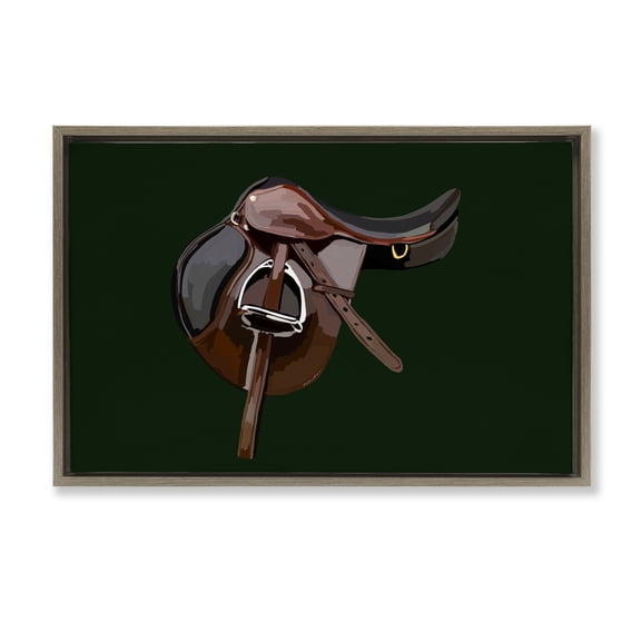 Stupell Industries Western Horse Saddle Abstract Painting Brown Floater Framed Canvas Art Print Wall Art, 31 x 21