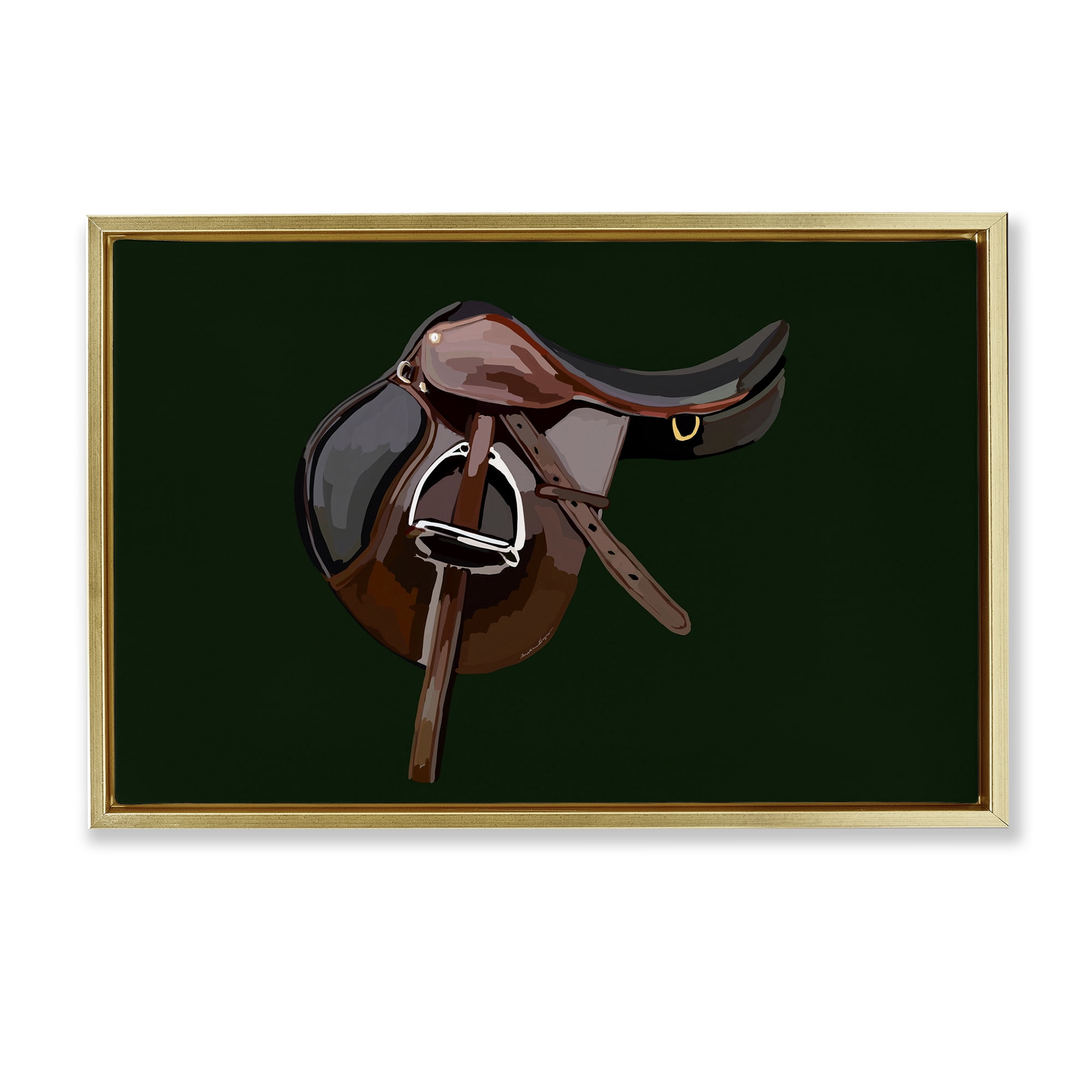 Stupell Industries Western Horse Saddle Abstract Painting Gold Floater Framed Canvas Art Print Wall Art, 25 x 17