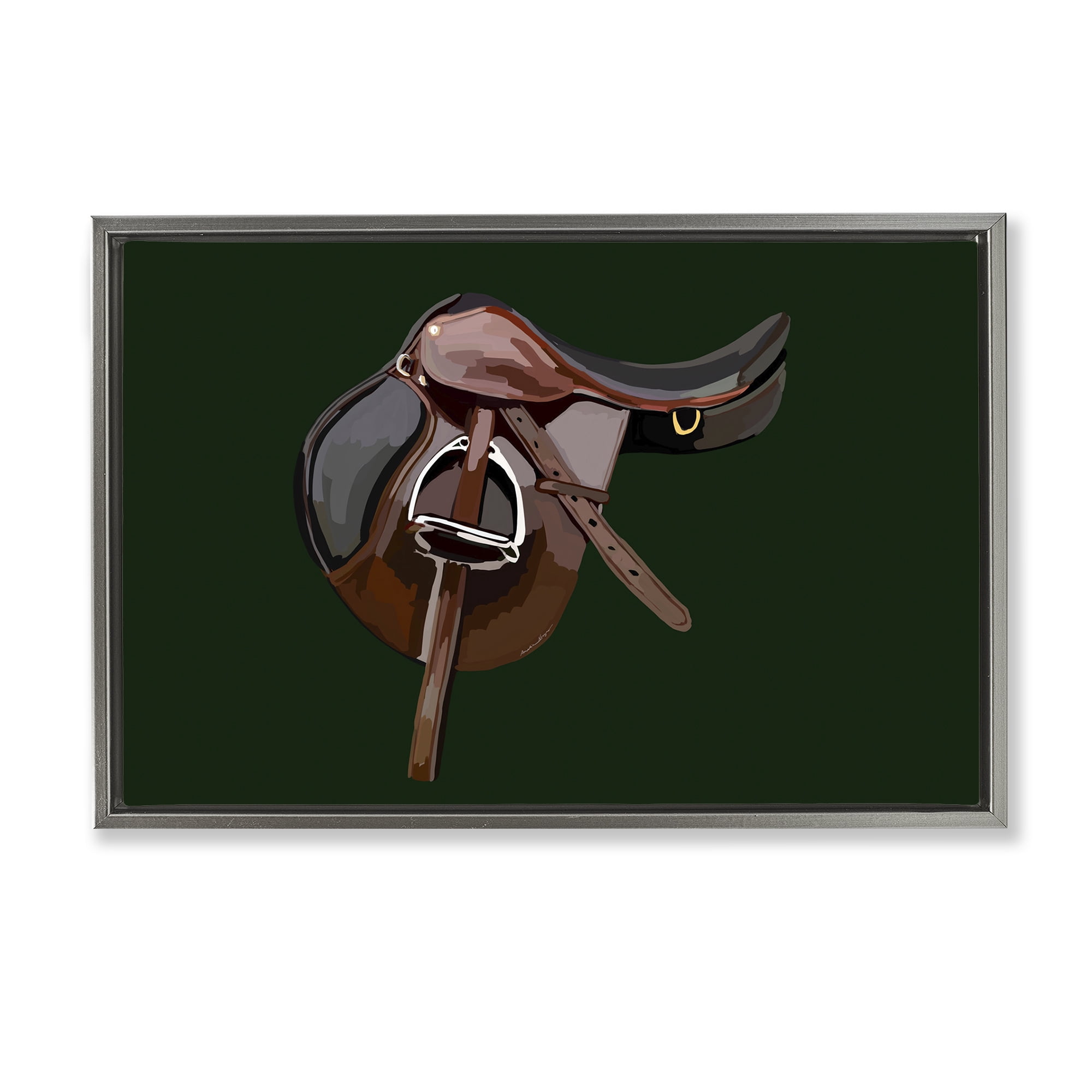 Stupell Industries Western Horse Saddle Abstract Painting Gray Floater Framed Canvas Art Print Wall Art, 31 x 21