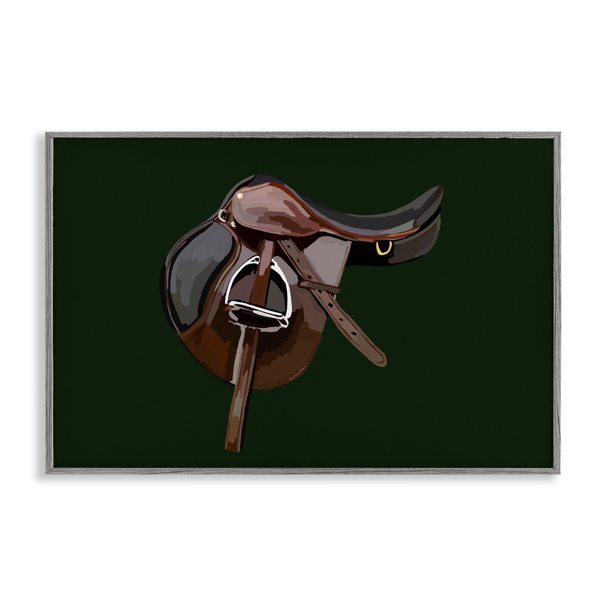 Stupell Industries Western Horse Saddle Abstract Painting Gray Framed Art Print Wall Art, 24 x 16