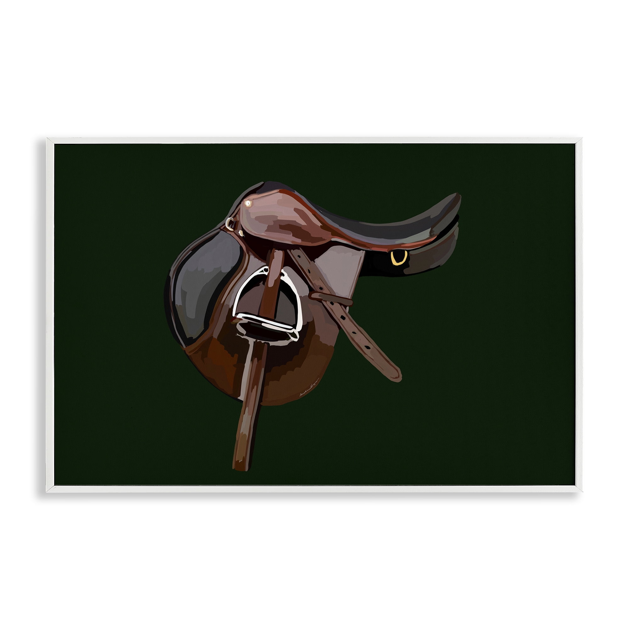 Stupell Industries Western Horse Saddle Abstract Painting White Framed Art Print Wall Art, 30 x 20