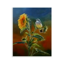 Stupell Industries Western Kingbird & Flower Plants & Flowers Painting Unframed Art Print Wall Art, 11 x 14