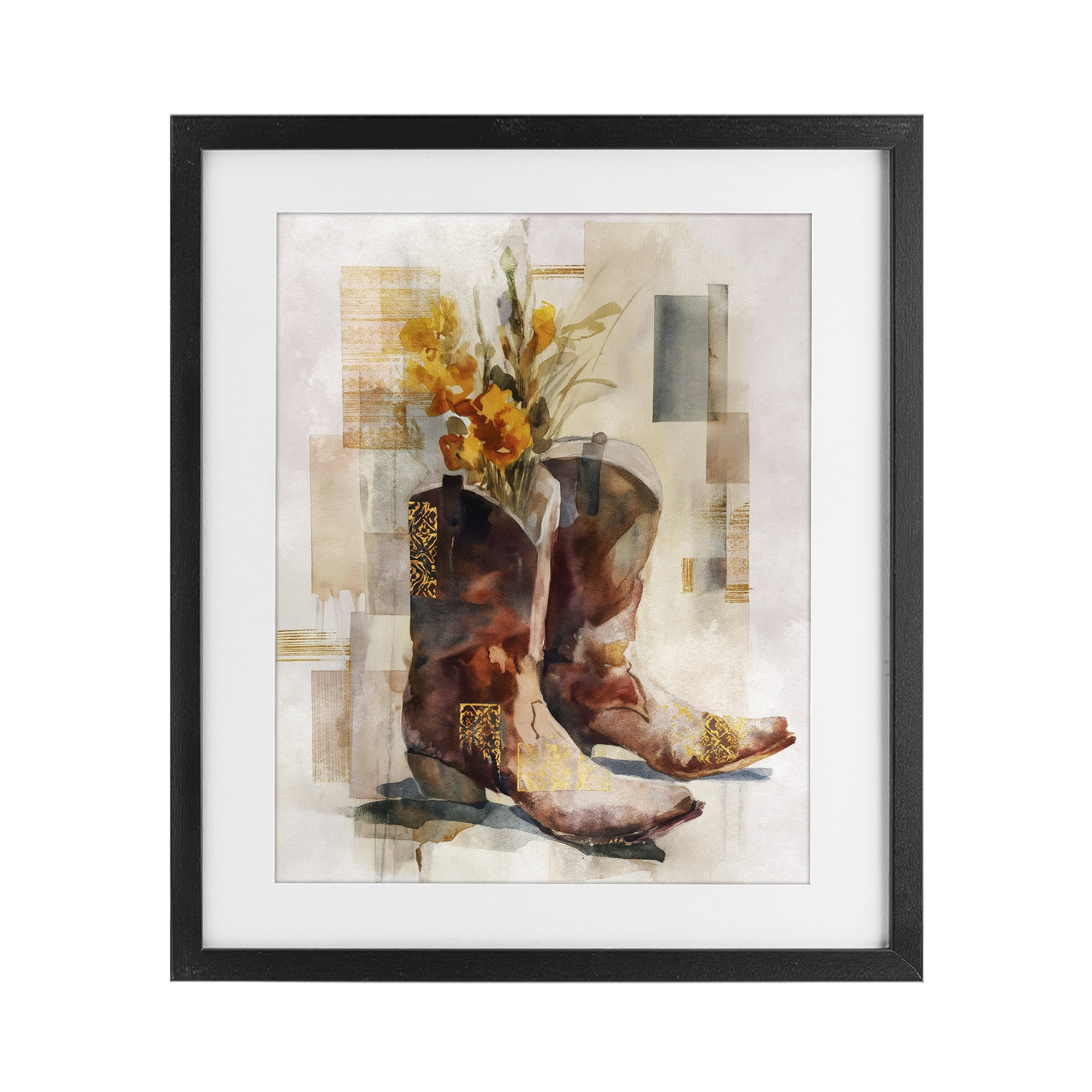 Stupell Industries Western Roots & Blooms Black Framed Print Under Glass, design by Svetlana Aleynikova