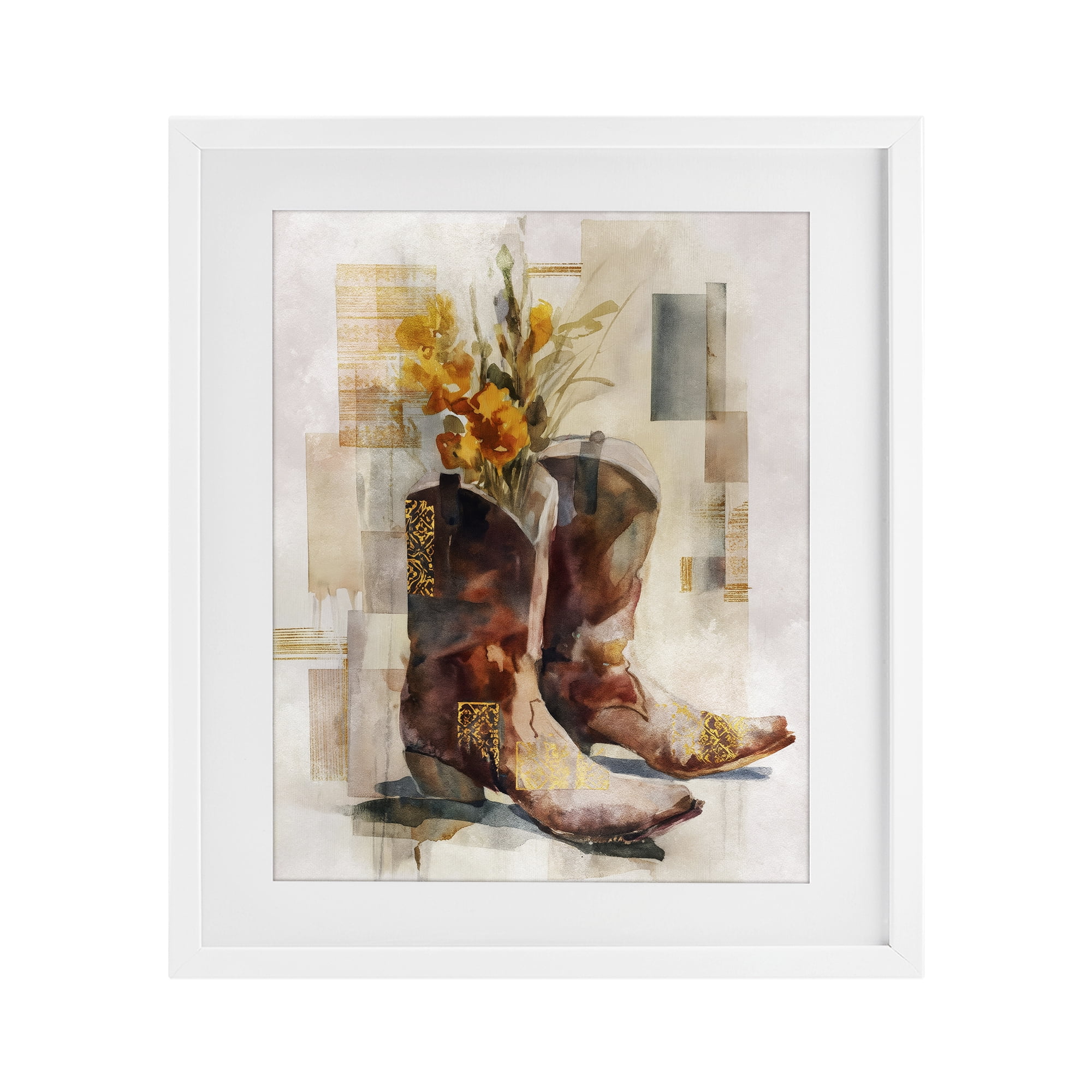 Stupell Industries Western Roots & Blooms White Framed Print Under Glass, design by Svetlana Aleynikova