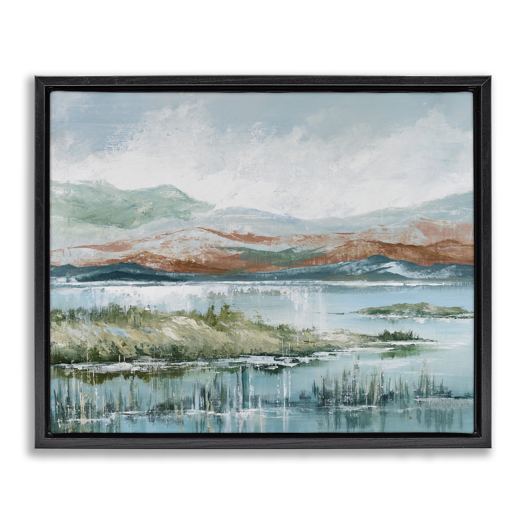 Stupell Industries Western Rustic Landscape Landscape Painting Black Floater Framed Art Print Wall Art, 31 x 25