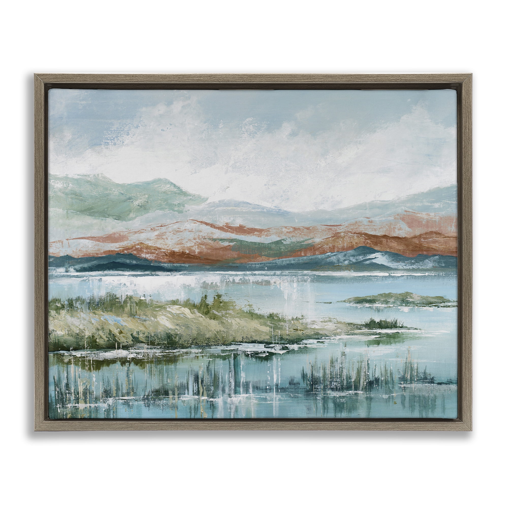Stupell Industries Western Rustic Landscape Landscape Painting Brown Floater Framed Art Print Wall Art, 21 x 17