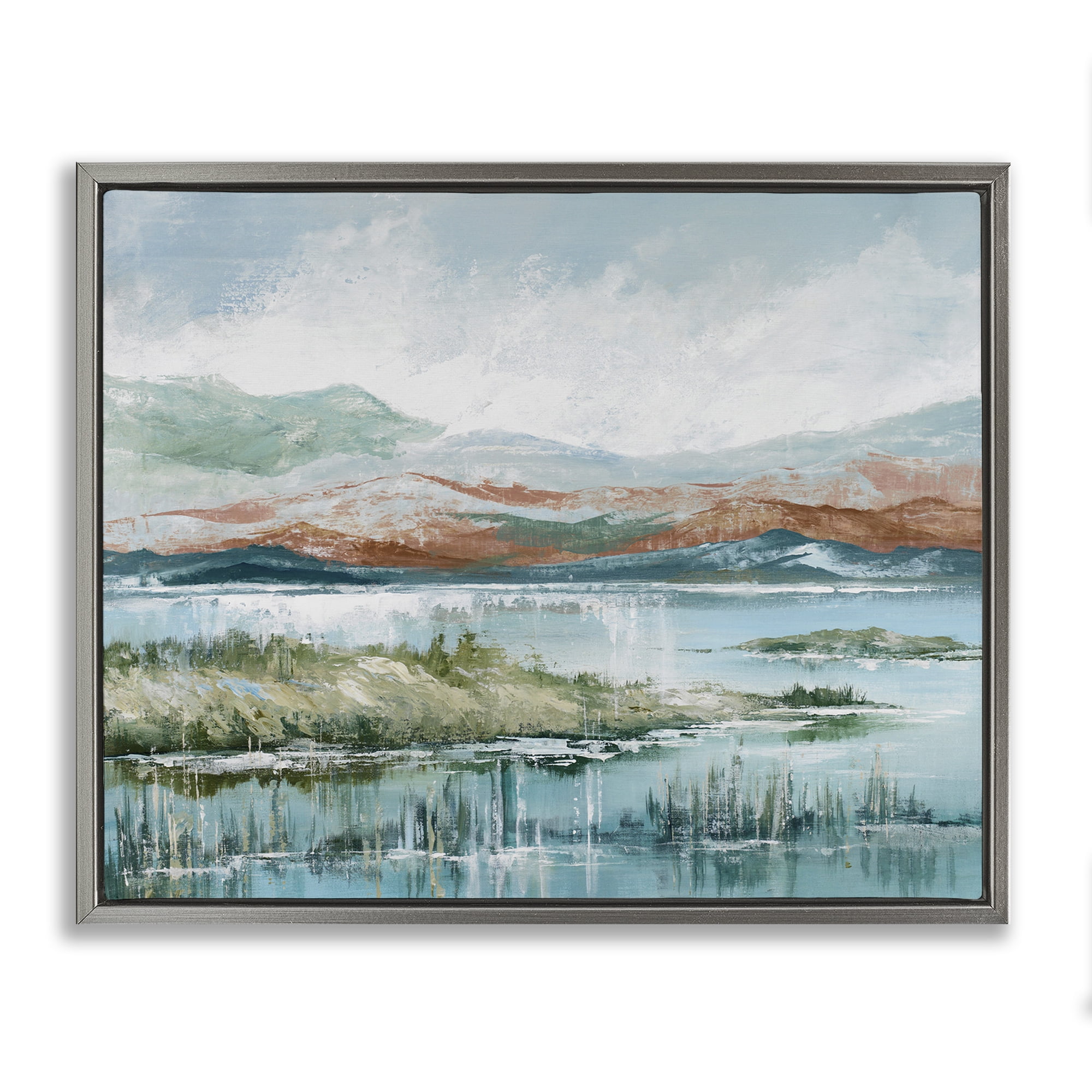 Stupell Industries Western Rustic Landscape Landscape Painting Gray Floater Framed Art Print Wall Art, 31 x 25