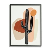 Stupell Industries Western Terracotta Abstract Desert Cactus Plant Abstract Painting Black Framed Art Print Wall Art, 11 x 14