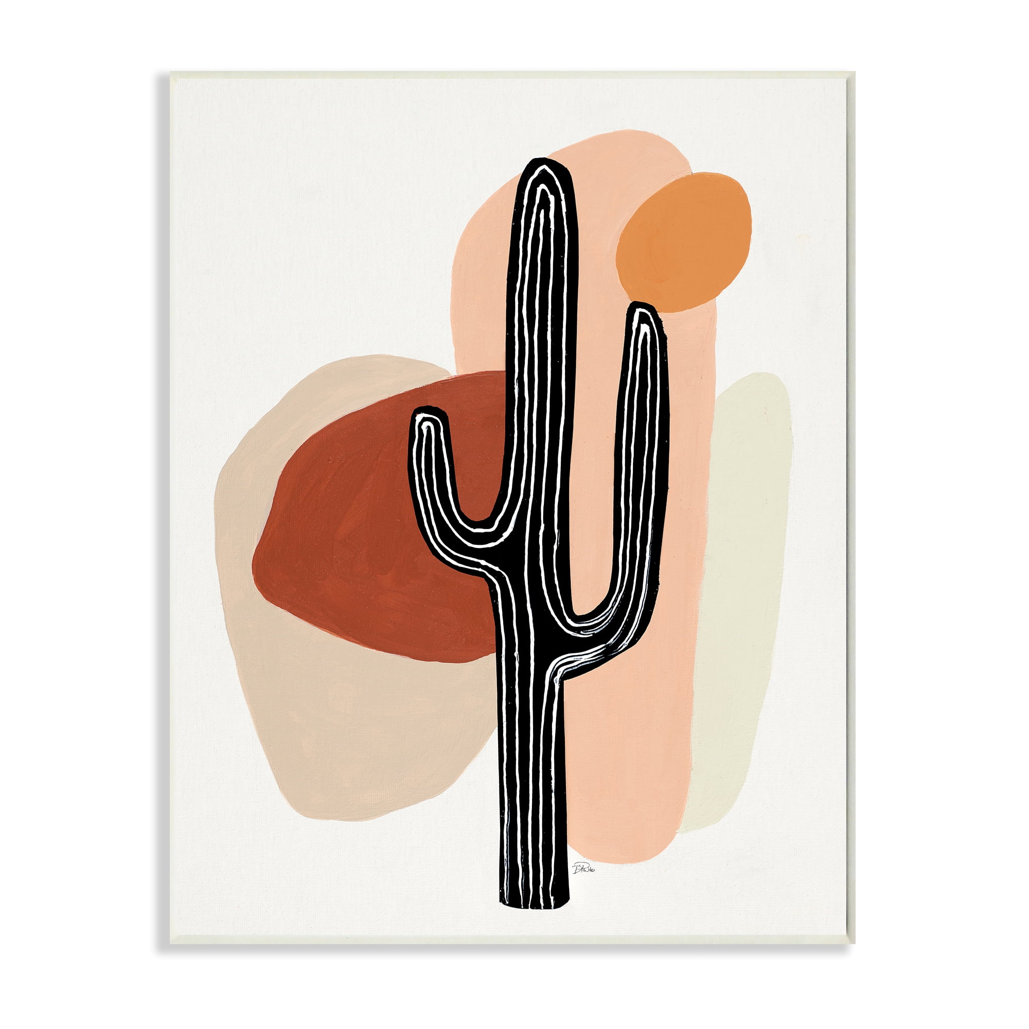 Stupell Industries Western Terracotta Abstract Desert Cactus Plant Abstract Painting Unframed Art Print Wall Art, 13 x 19