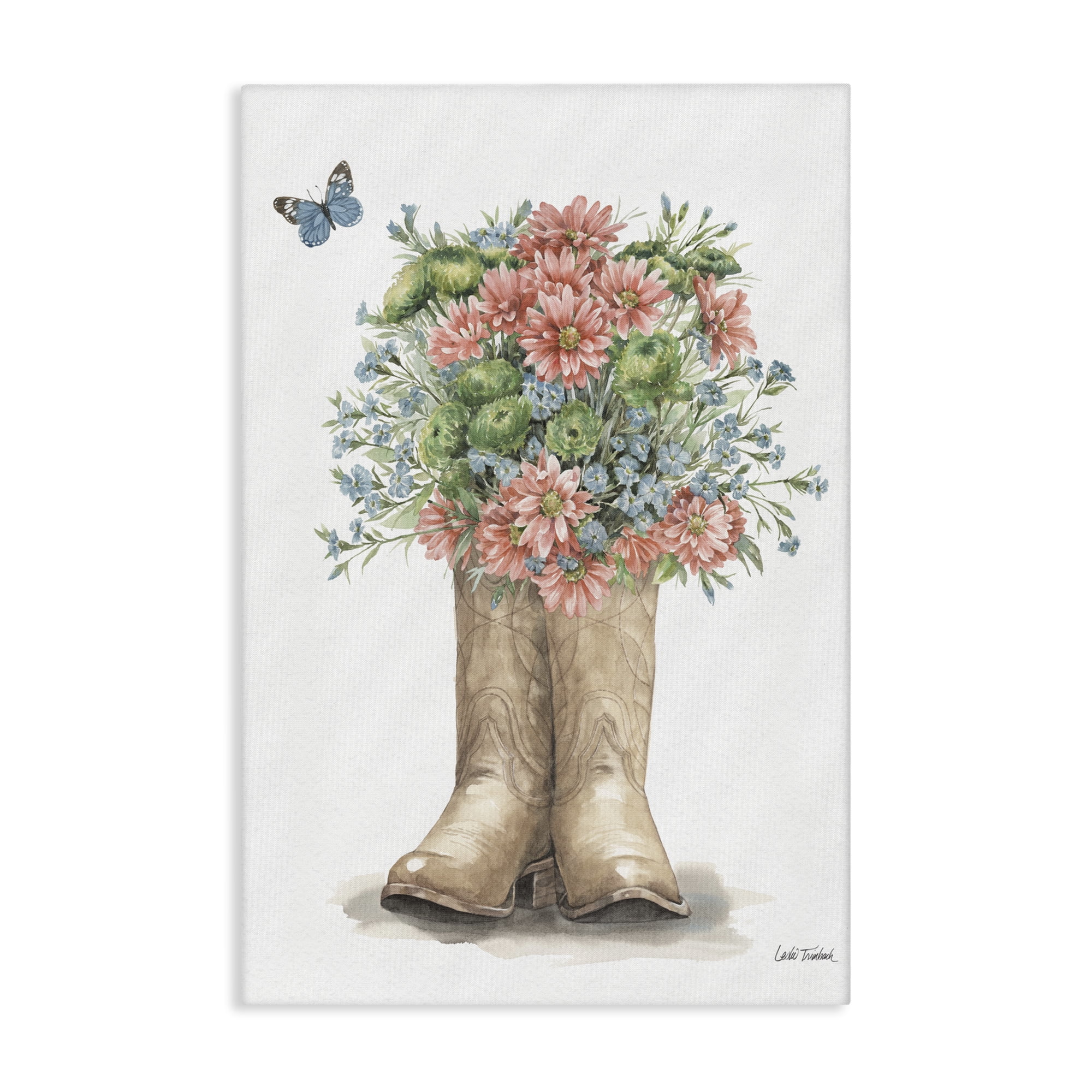 Stupell Industries Western Wildflower Boots Botanical & Floral Painting Gallery Wrapped Canvas Art Print Wall Art, 16 x 24