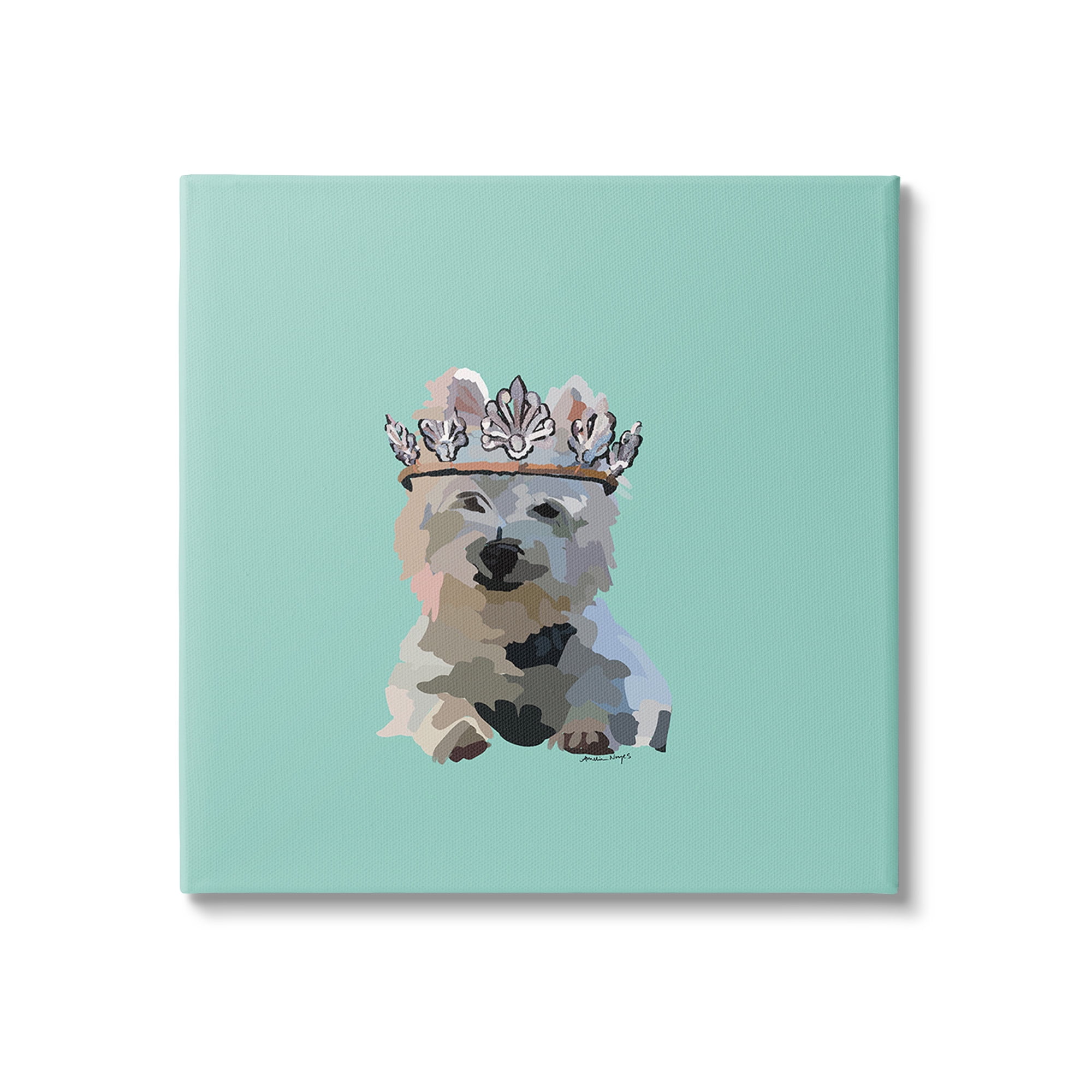 Stupell Industries Westie Terrier with Crown Animals & Insects Painting Gallery Wrapped Canvas Art Print Wall Art, 36 x 36