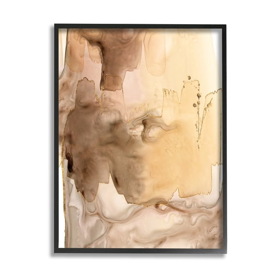 Stupell Industries Wet Paint Abstraction Brown Watercolor Strokes Abstract Painting Black Framed Art Print Wall Art, 11 x 14