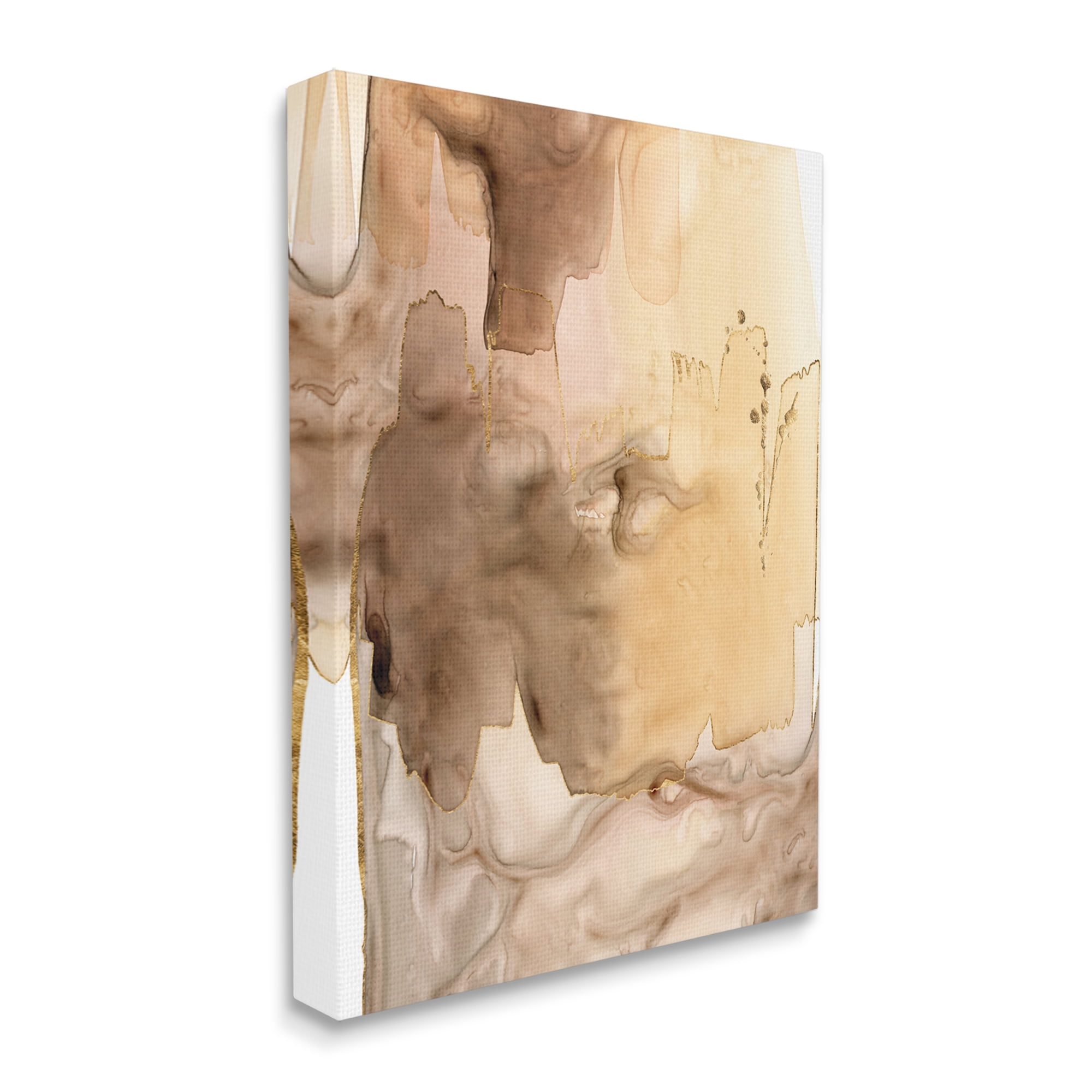 Stupell Industries Wet Paint Abstraction Brown Watercolor Strokes Abstract Painting Gallery Wrapped Canvas Art Print Wall Art, 30 x 40