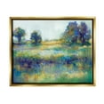 thumbnail image 1 of Stupell Industries Wetland Watercolor Landscape Abstract Blue Green Painting Metallic Gold Framed Floating Canvas Wall Art, 24x30, by Third and Wall, 1 of 5