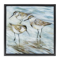 Stupell Industries Wetlands Sandpiper Trio Animals Painting Black Floater Framed Canvas Art Print Wall Art, 18 x 18