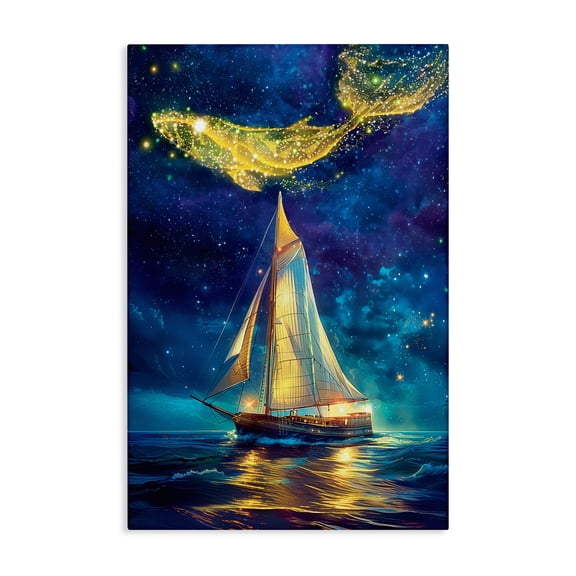 Stupell Industries Whale Constellation At Sea Canvas Wall Art design by Image World, 36 x 24