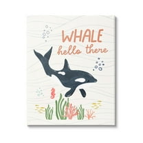 Stupell Industries Whale Hello There Orca Graphic Art Gallery Wrapped Canvas Print Wall Art, Design by Nina Blue