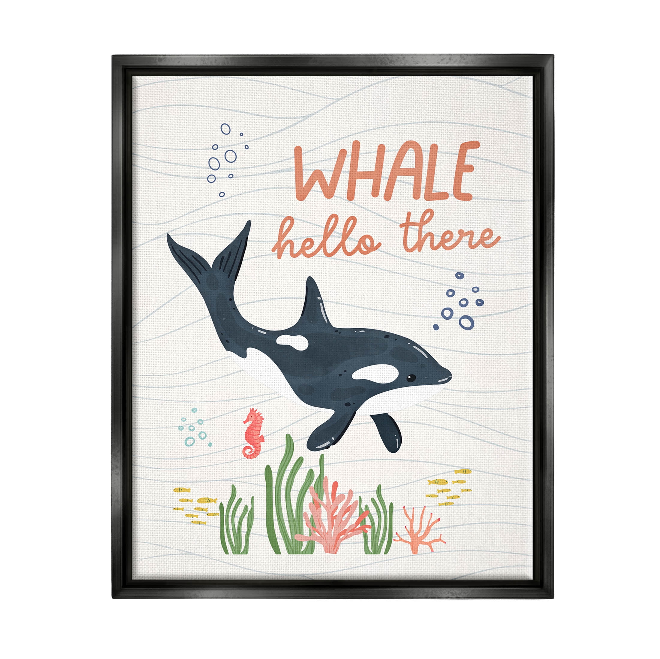 Jet Black Framed Whale Hello There Orca Canvas Art