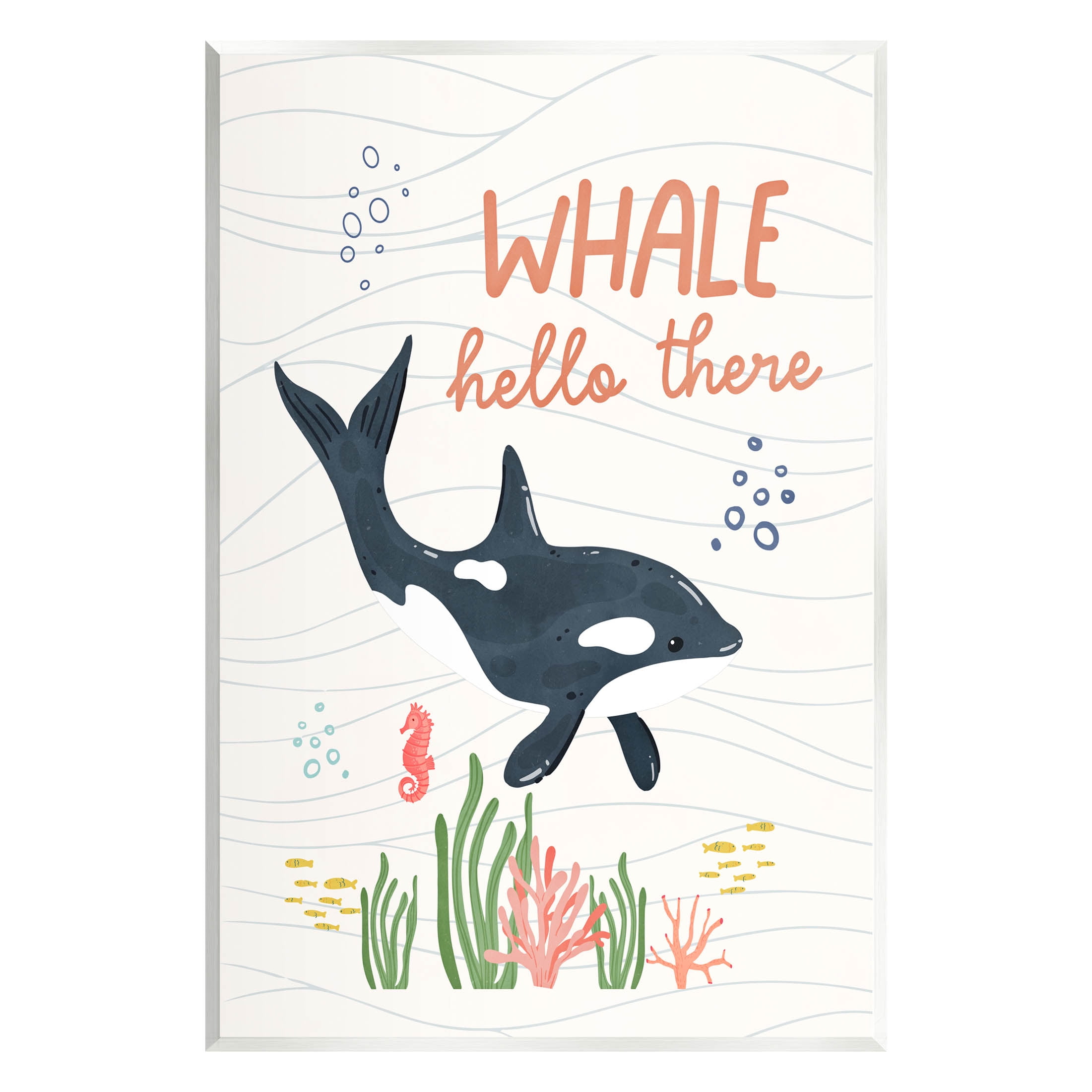 Stupell Industries Whale Hello There Orca Graphic Art Unframed Art Print Wall Art, Design by Nina Blue