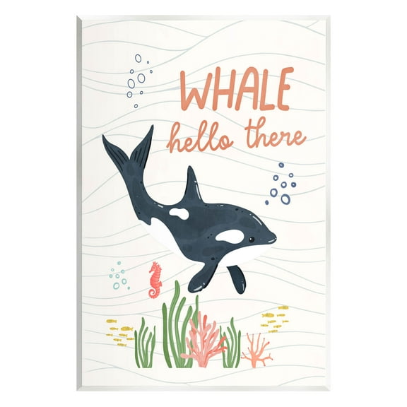 Stupell Industries Whale Hello There Orca Graphic Art Unframed Art Print Wall Art, Design by Nina Blue