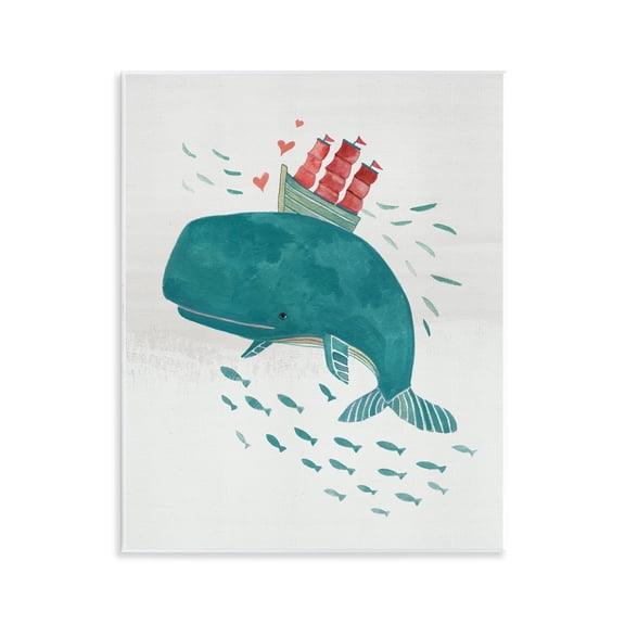 Stupell Industries Whale & Sailboat Diving Nautical & Beach Painting Unframed Art Print Wall Art, 11 x 14