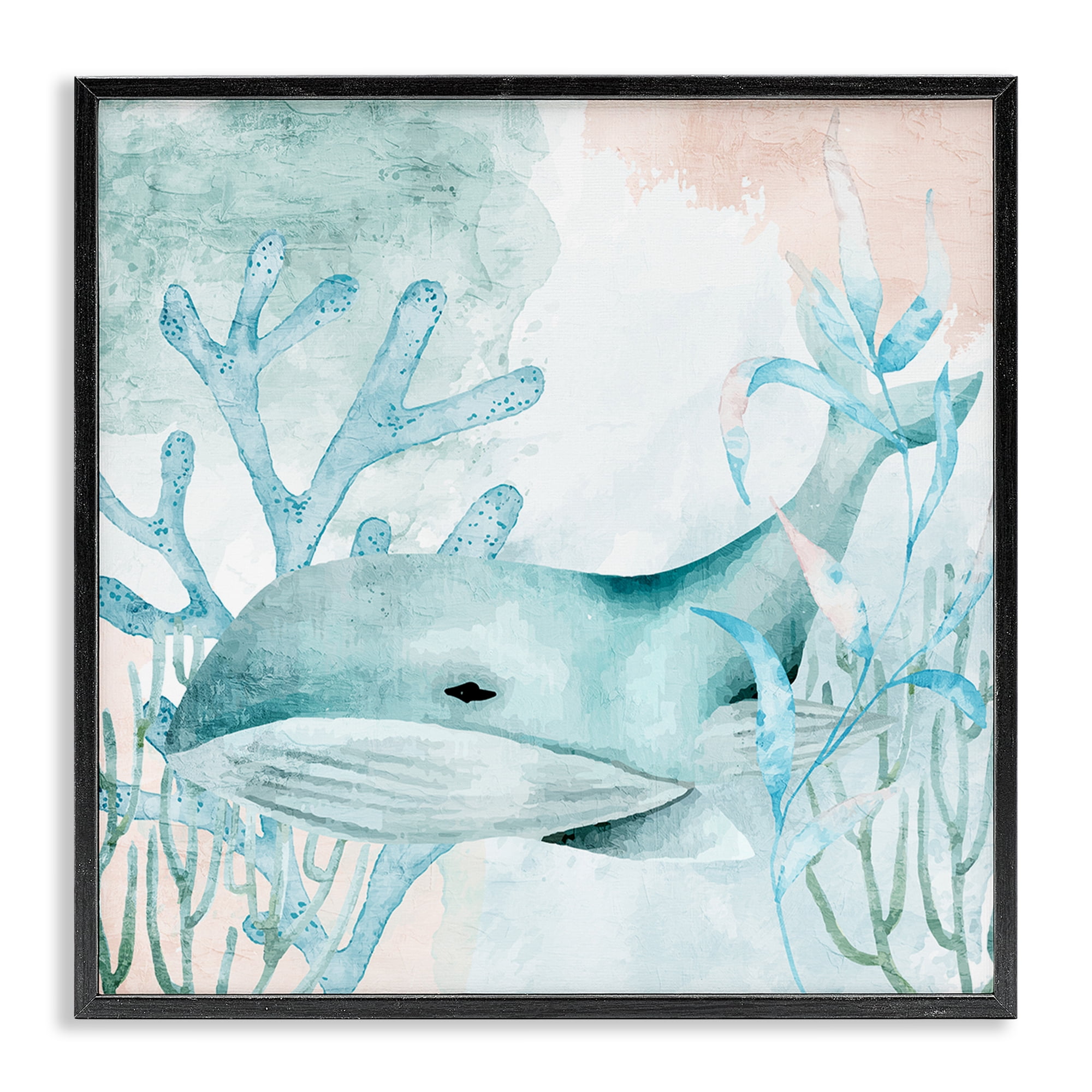Stupell Industries Whale Sea Swim Black Framed Giclee Art, design by Kim Allen