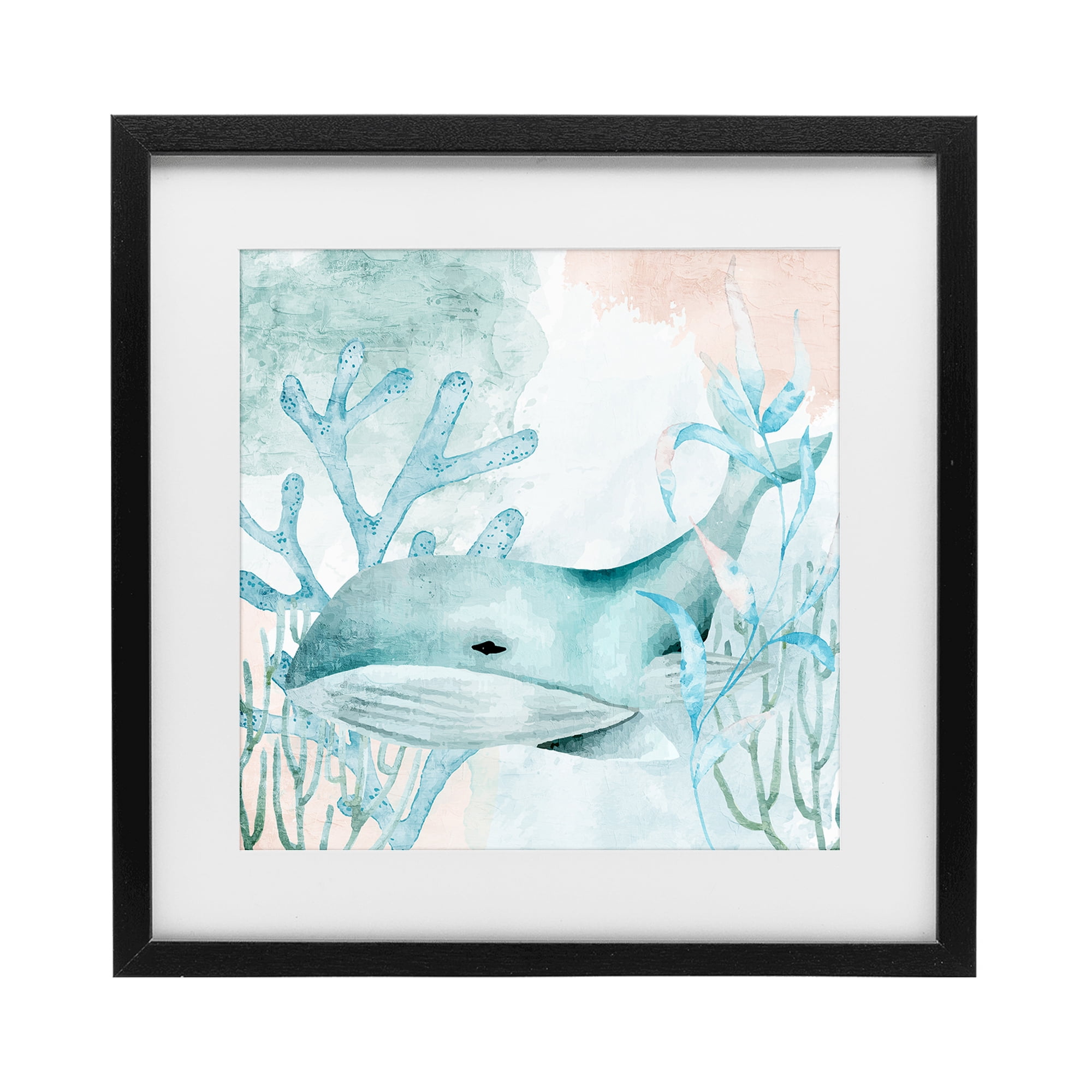 Stupell Industries Whale Sea Swim Black Framed Print Under Glass, design by Kim Allen
