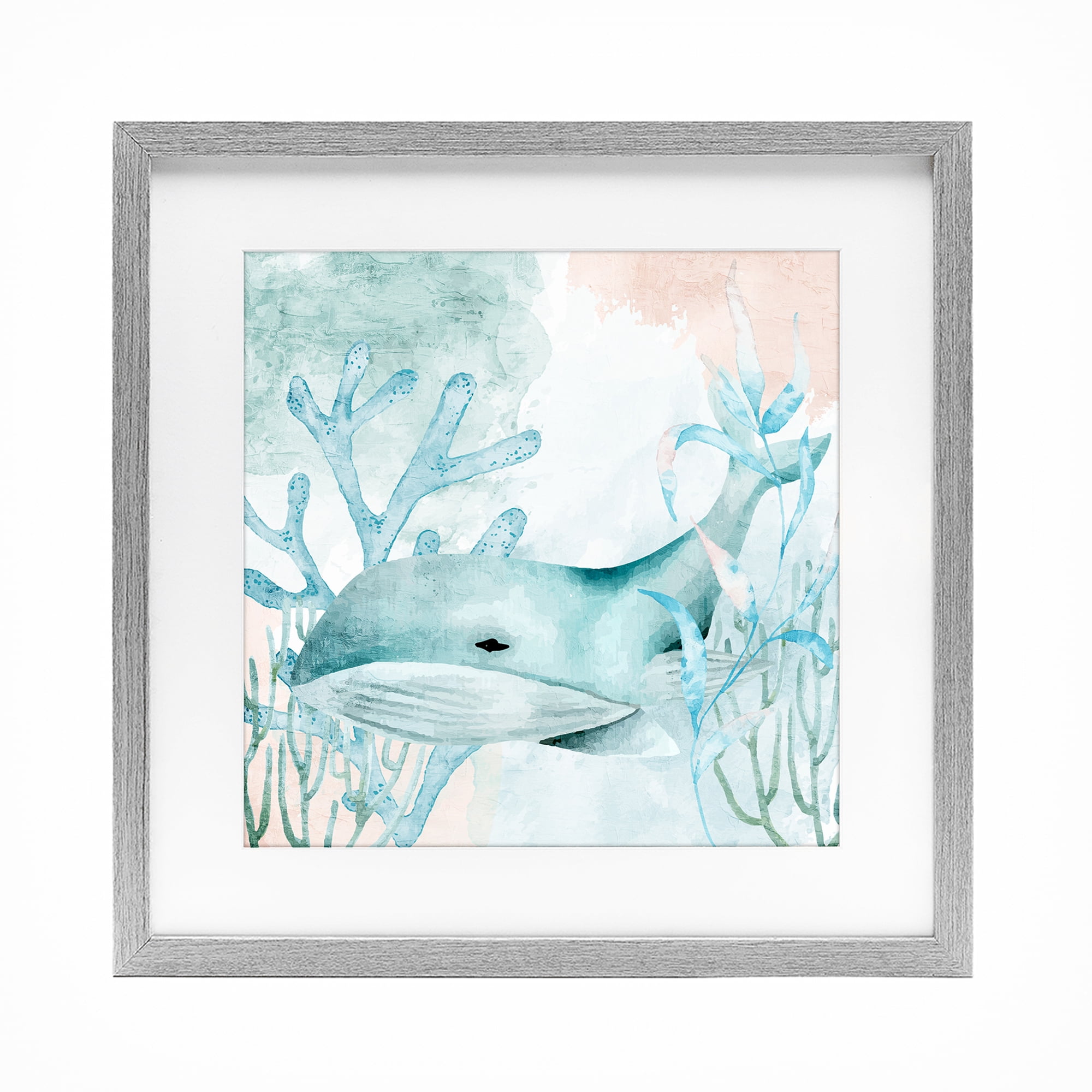 Stupell Industries Whale Sea Swim Gray Framed Print Under Glass, design by Kim Allen