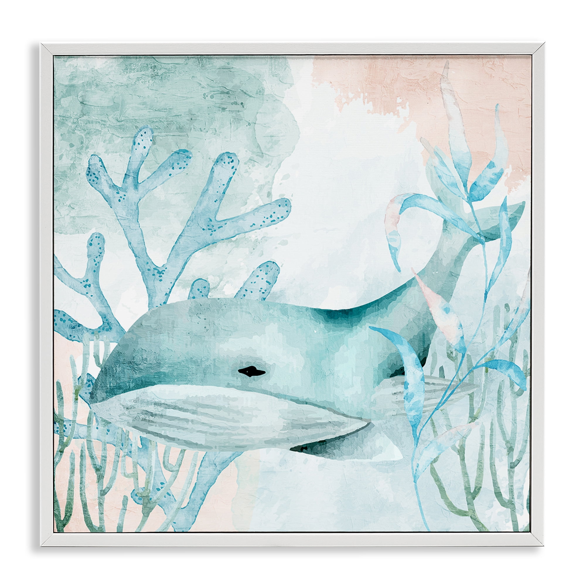 Stupell Industries Whale Sea Swim White Framed Giclee Art, design by Kim Allen