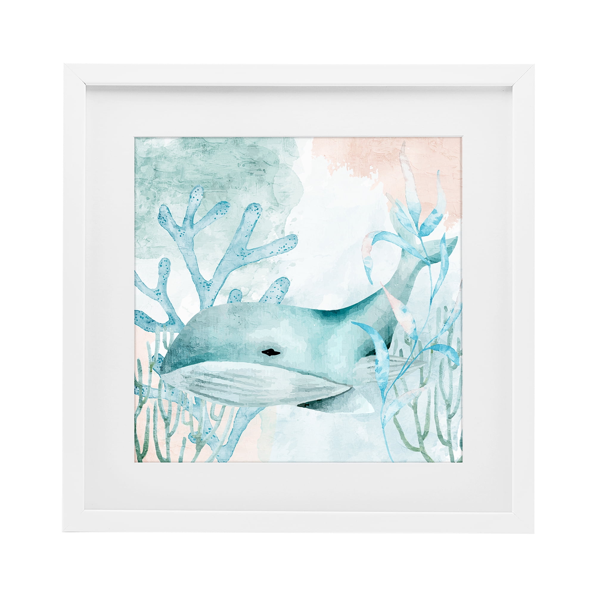 Stupell Industries Whale Sea Swim White Framed Print Under Glass, design by Kim Allen