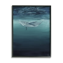 Stupell Industries Whale Swimming Underwater Animals & Insects Painting Black Framed Art Print Wall Art, 11 x 14