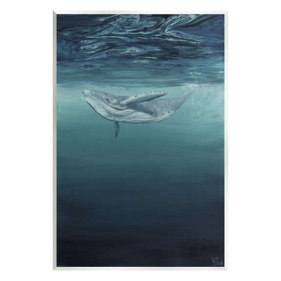 Stupell Industries Whale Swimming Underwater Animals & Insects Painting Unframed Art Print Wall Art, 10 x 15
