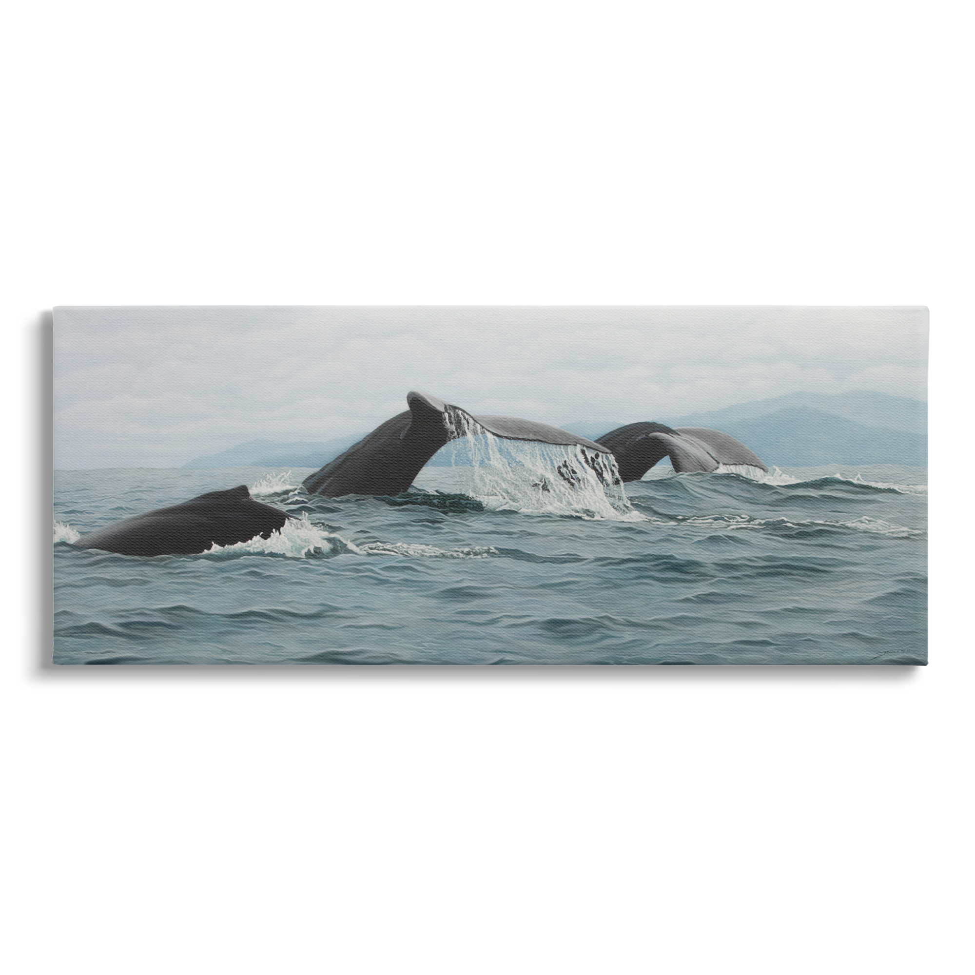 Stupell Industries Whale Tales Ocean Splash Animals & Insects Photography Gallery Wrapped Canvas Print Wall Art, 24 x 10