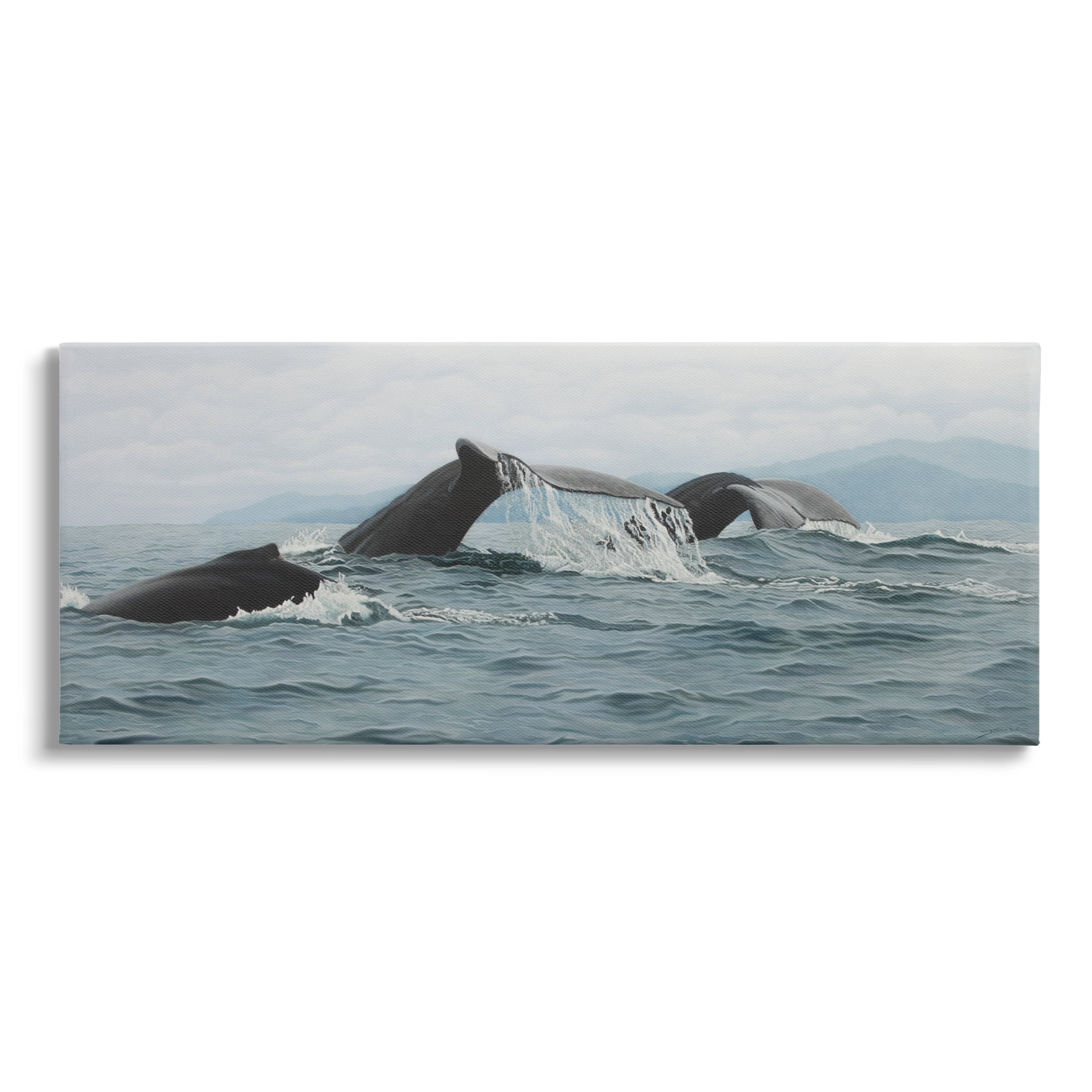 Stupell Industries Whale Tales Ocean Splash Animals & Insects Photography Gallery Wrapped Canvas Print Wall Art, 30 x 13