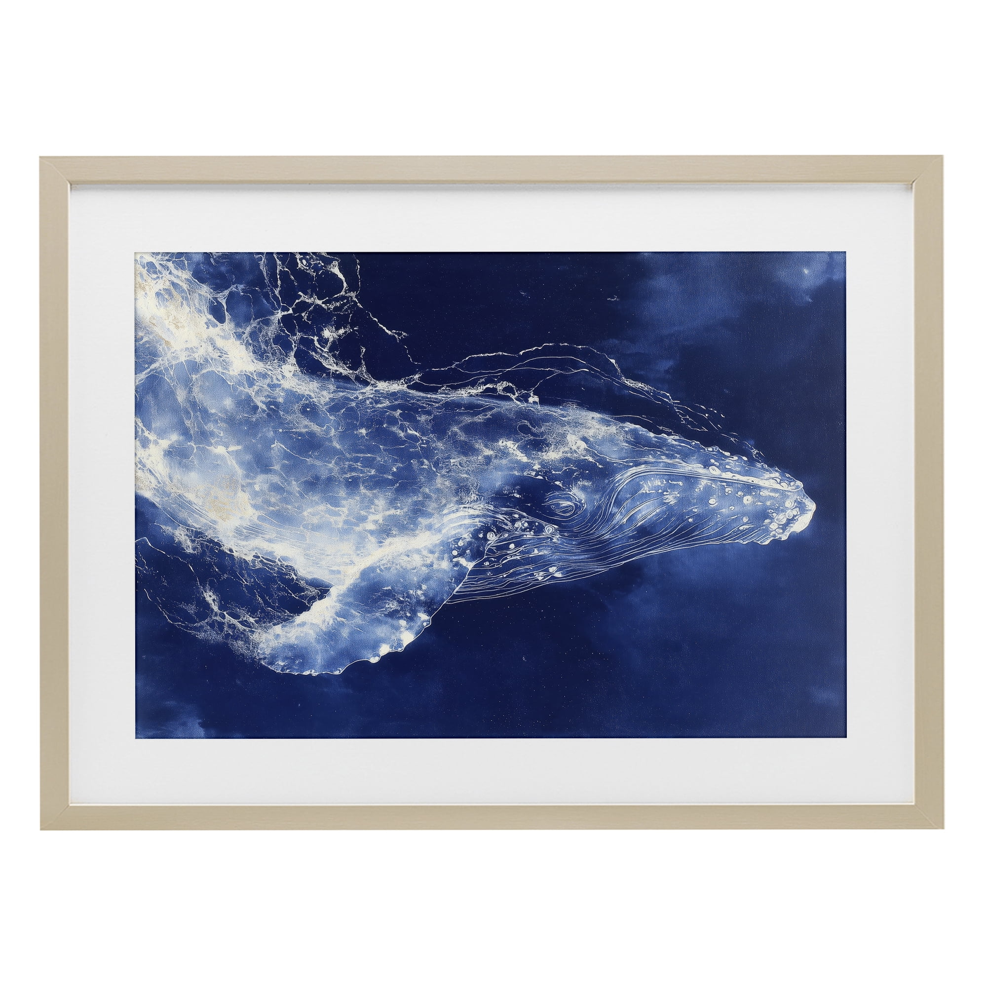 Stupell Industries Whale in Motion Birch Framed Print Under Glass, design by Chromatic Storm Studio