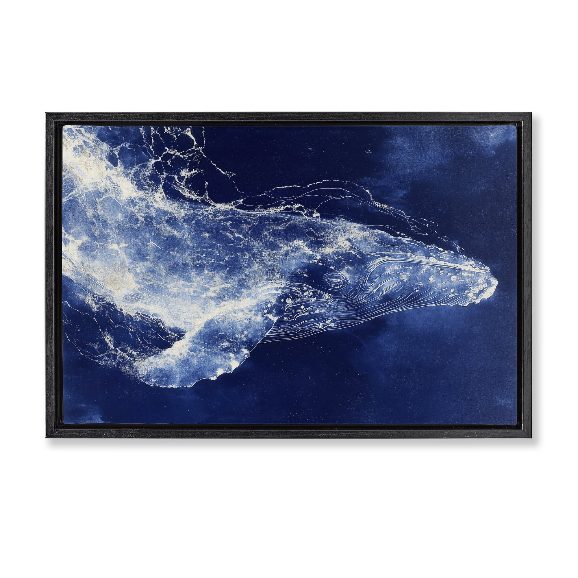 Stupell Industries Whale in Motion Black Framed Floater Canvas Wall Art, design by Chromatic Storm Studio