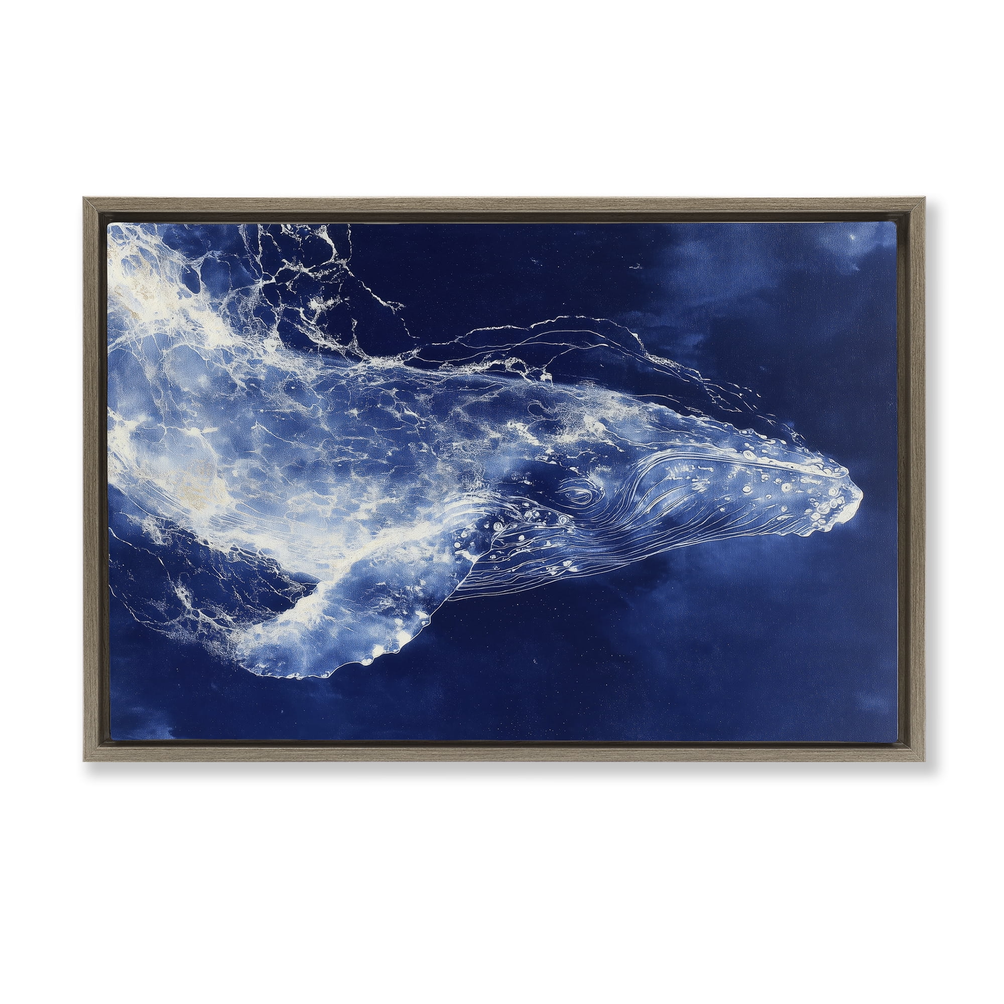 Stupell Industries Whale in Motion Brown Framed Floater Canvas Wall Art, design by Chromatic Storm Studio