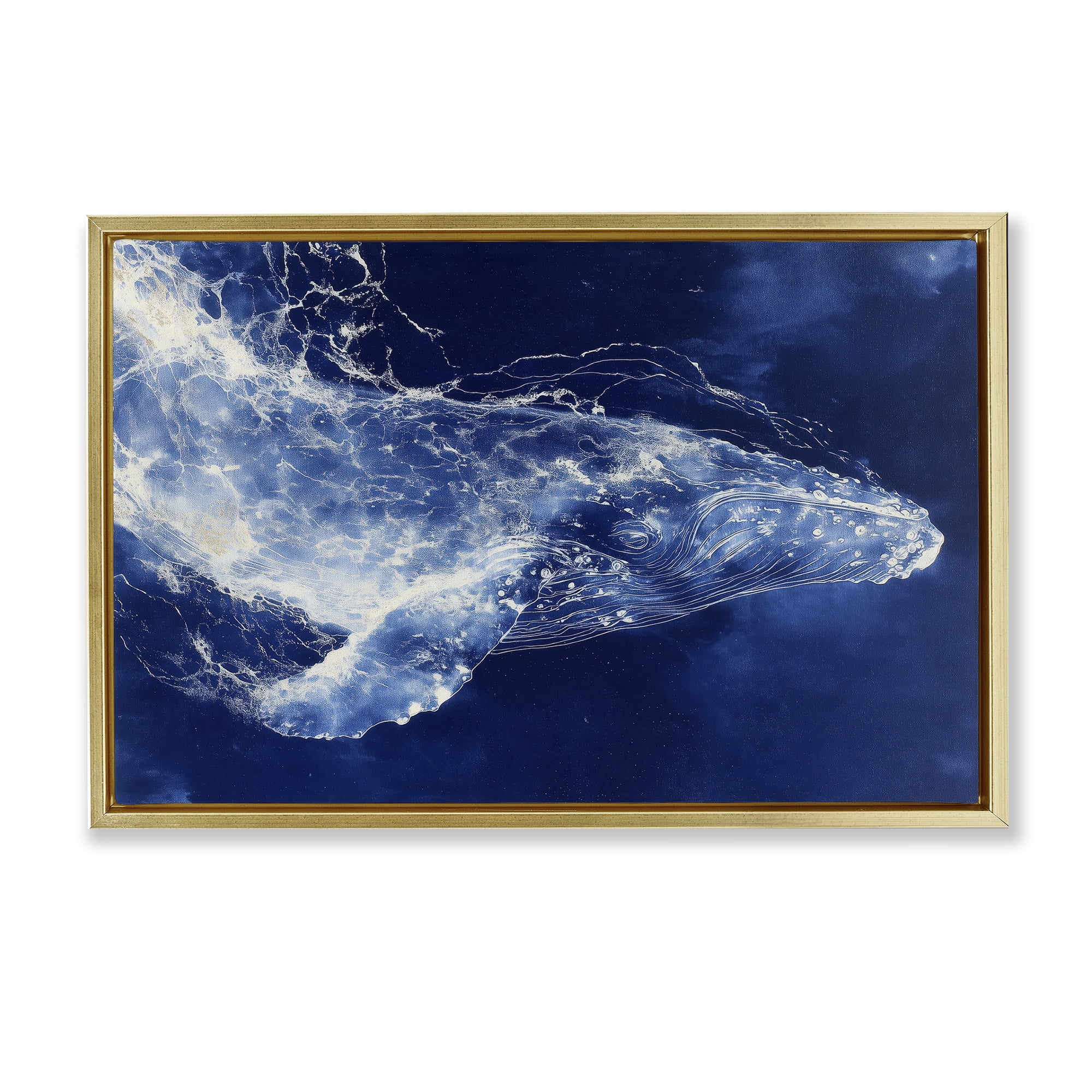 Stupell Industries Whale in Motion Gold Framed Floater Canvas Wall Art, design by Chromatic Storm Studio