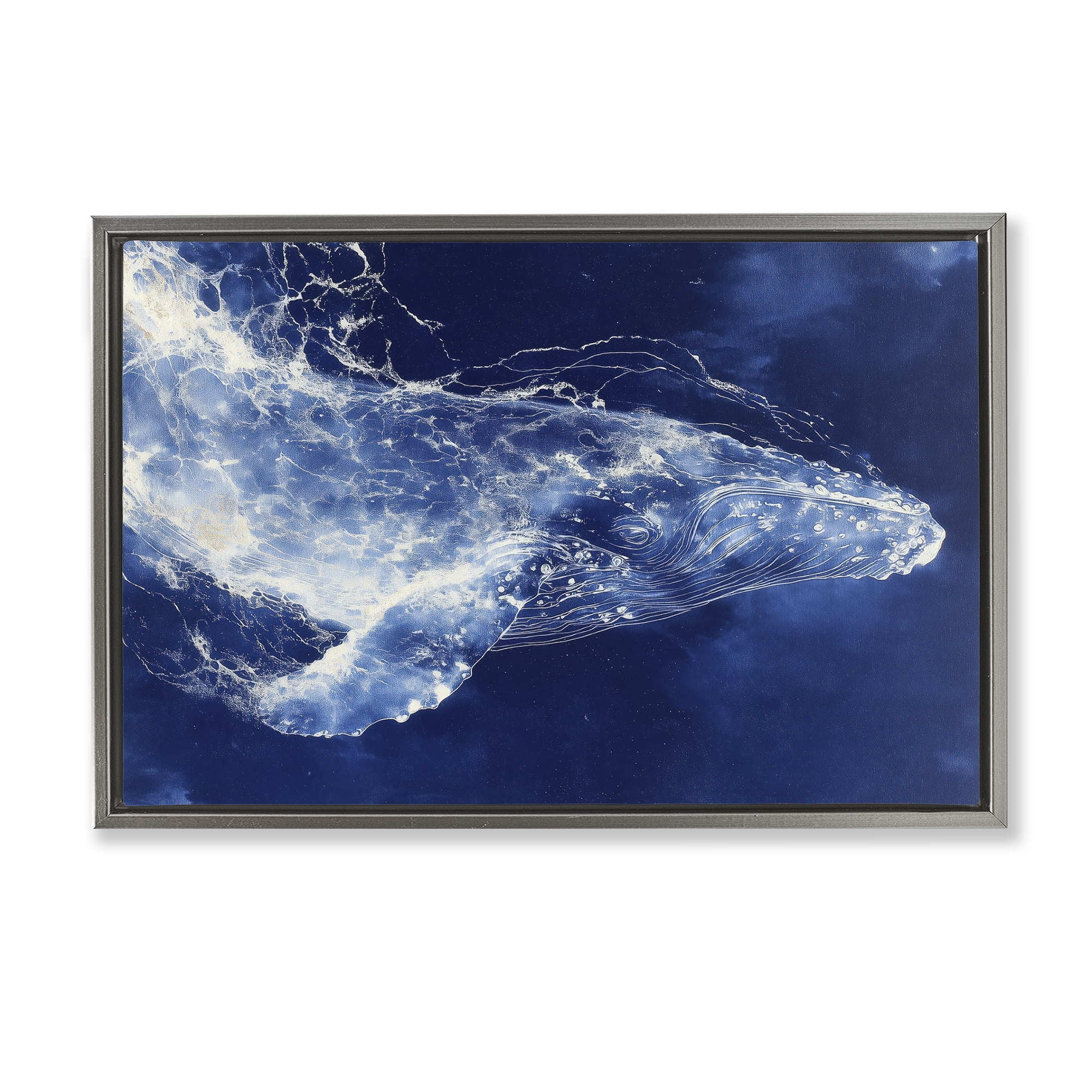 Stupell Industries Whale in Motion Gray Framed Floater Canvas Wall Art, design by Chromatic Storm Studio
