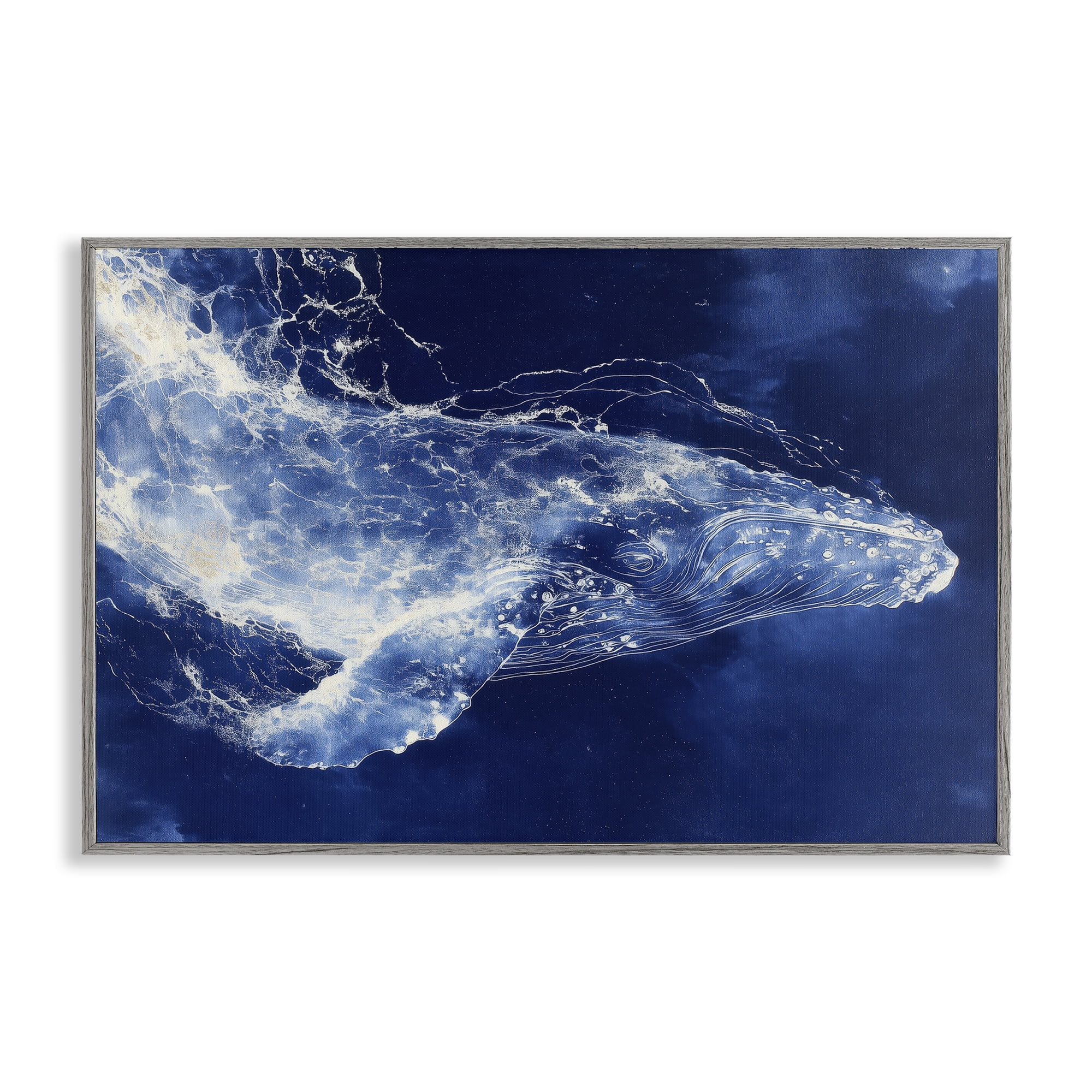 Stupell Industries Whale in Motion Gray Framed Giclee Art, design by Chromatic Storm Studio