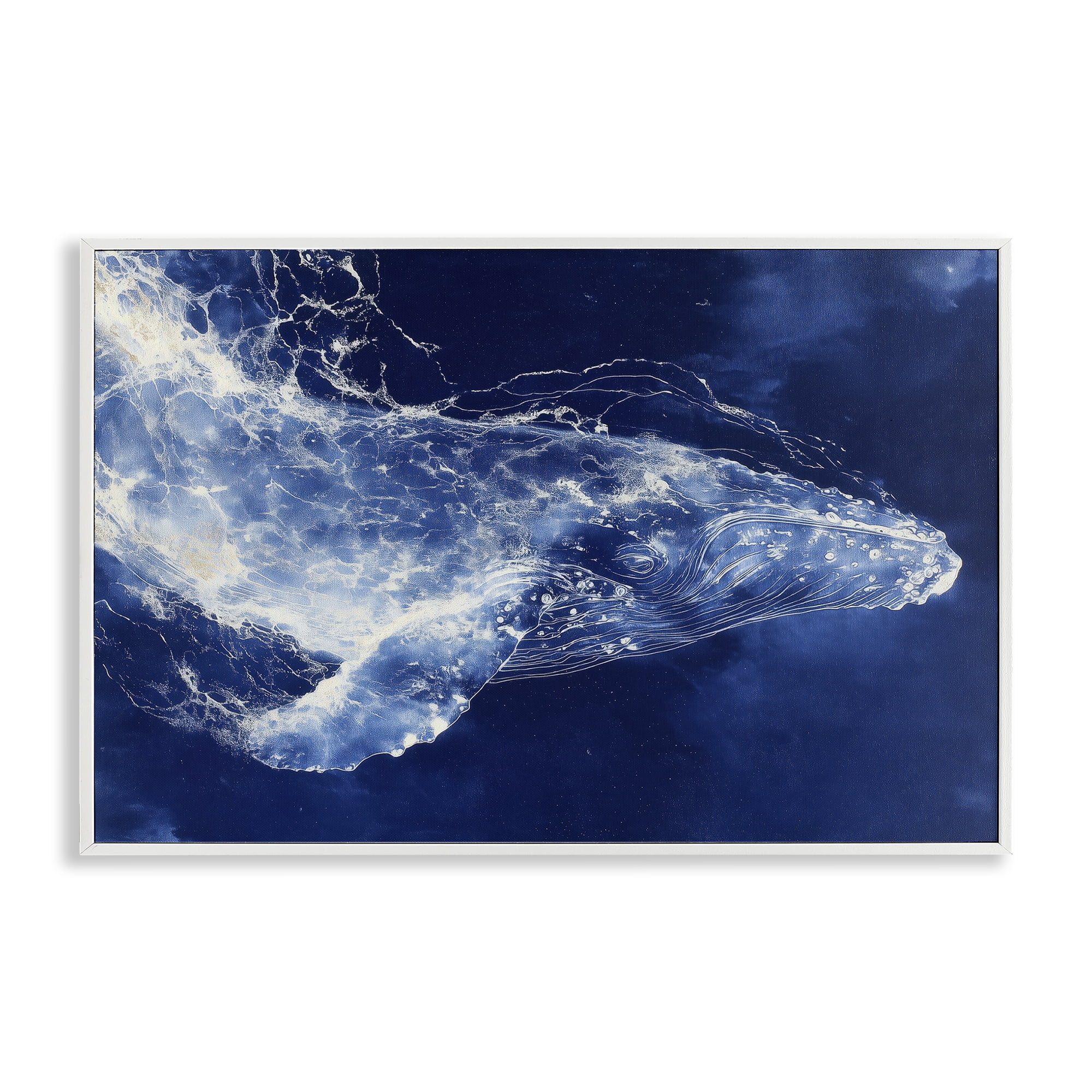 Stupell Industries Whale in Motion White Framed Giclee Art, design by Chromatic Storm Studio