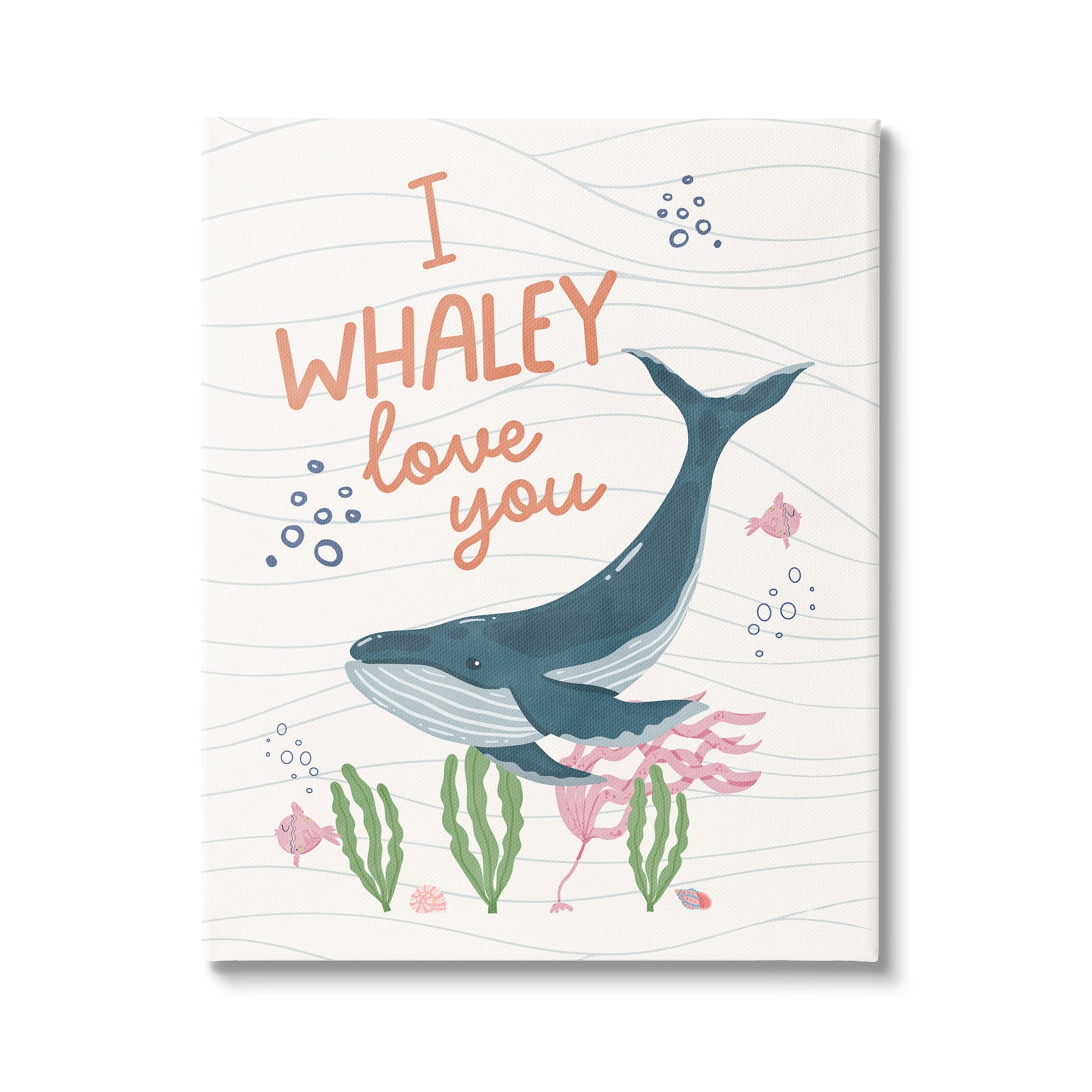 Stupell Industries Whaley Love You Typography Quirky Ocean Whale , 16 x 20, Design by Nina Blue