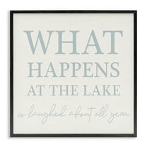 Stupell Industries What Happens At Lake Nautical & Beach Painting Black Framed Art Print Wall Art, 12 x 12