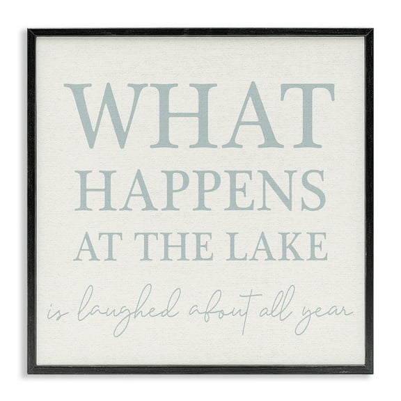 Stupell Industries What Happens At Lake Nautical & Beach Painting Black Framed Art Print Wall Art, 12 x 12