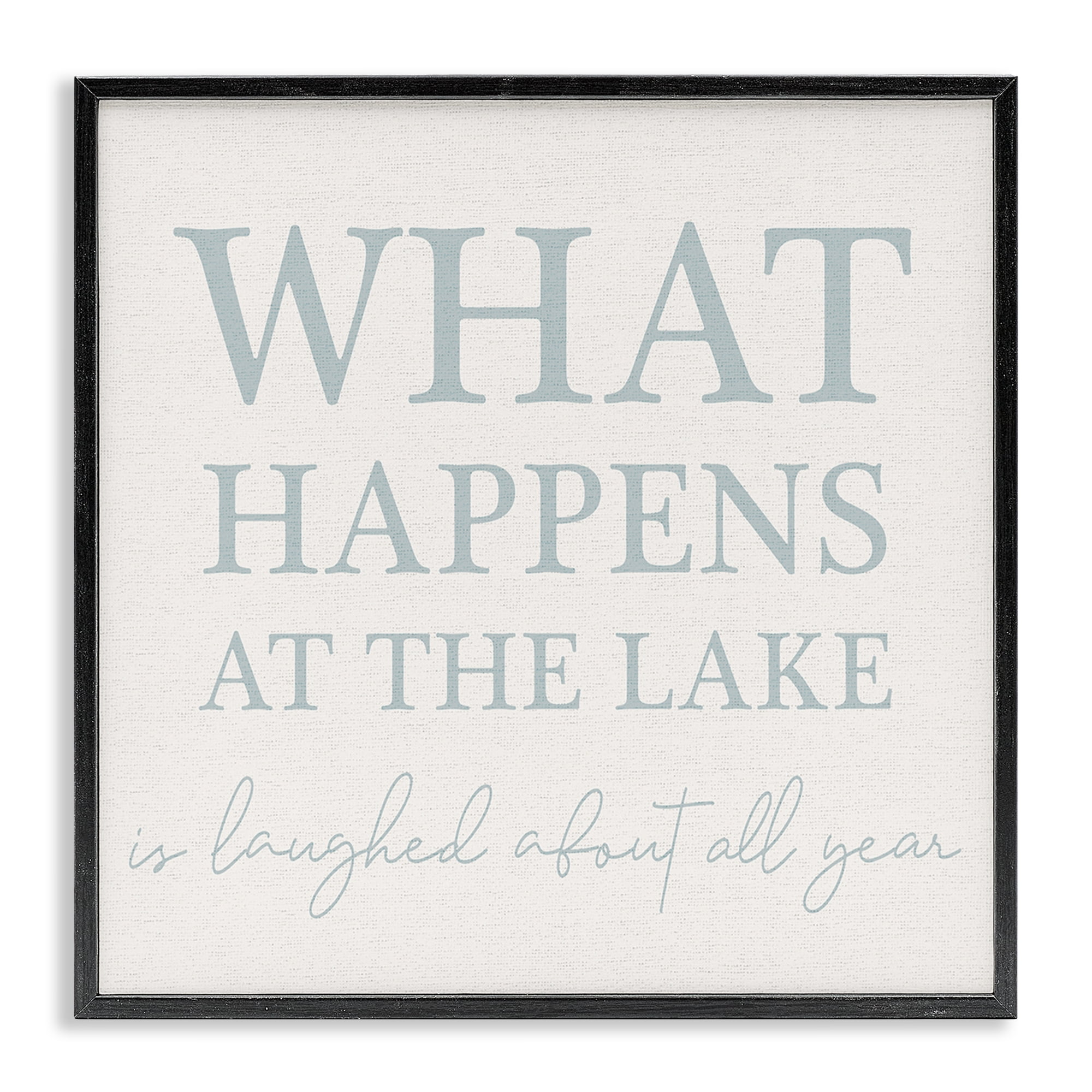 Stupell Industries What Happens At Lake Nautical & Beach Painting Black Framed Art Print Wall Art, 17 x 17