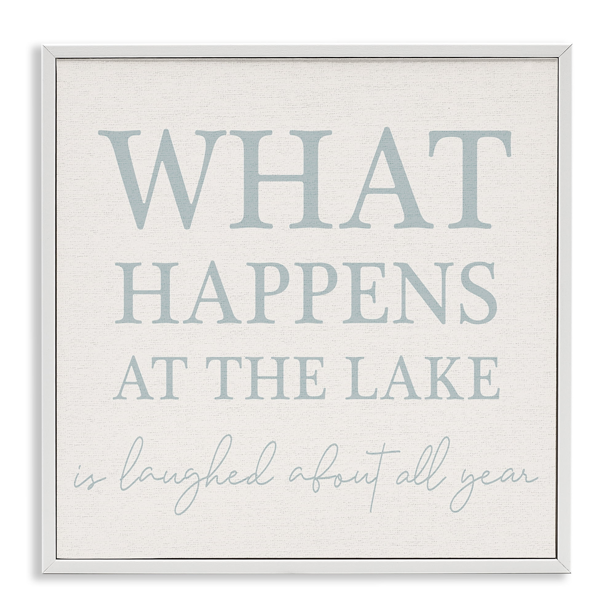 Stupell Industries What Happens At Lake Nautical & Beach Painting White Framed Art Print Wall Art, 24 x 24