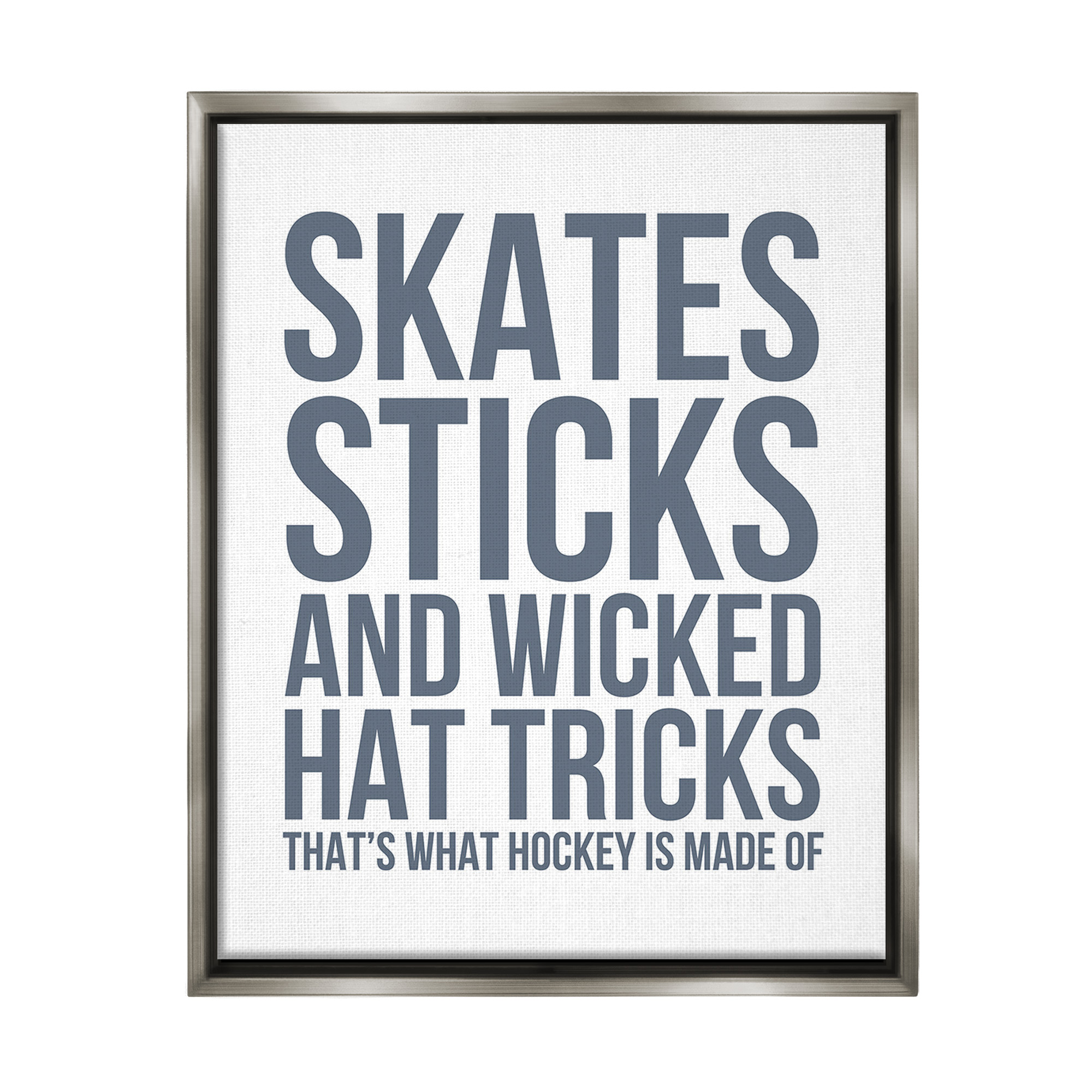 Stupell Industries What Hockey Is Made Of Sports Painting Gray Floater Framed Canvas Art Print Wall Art, 17 x 21