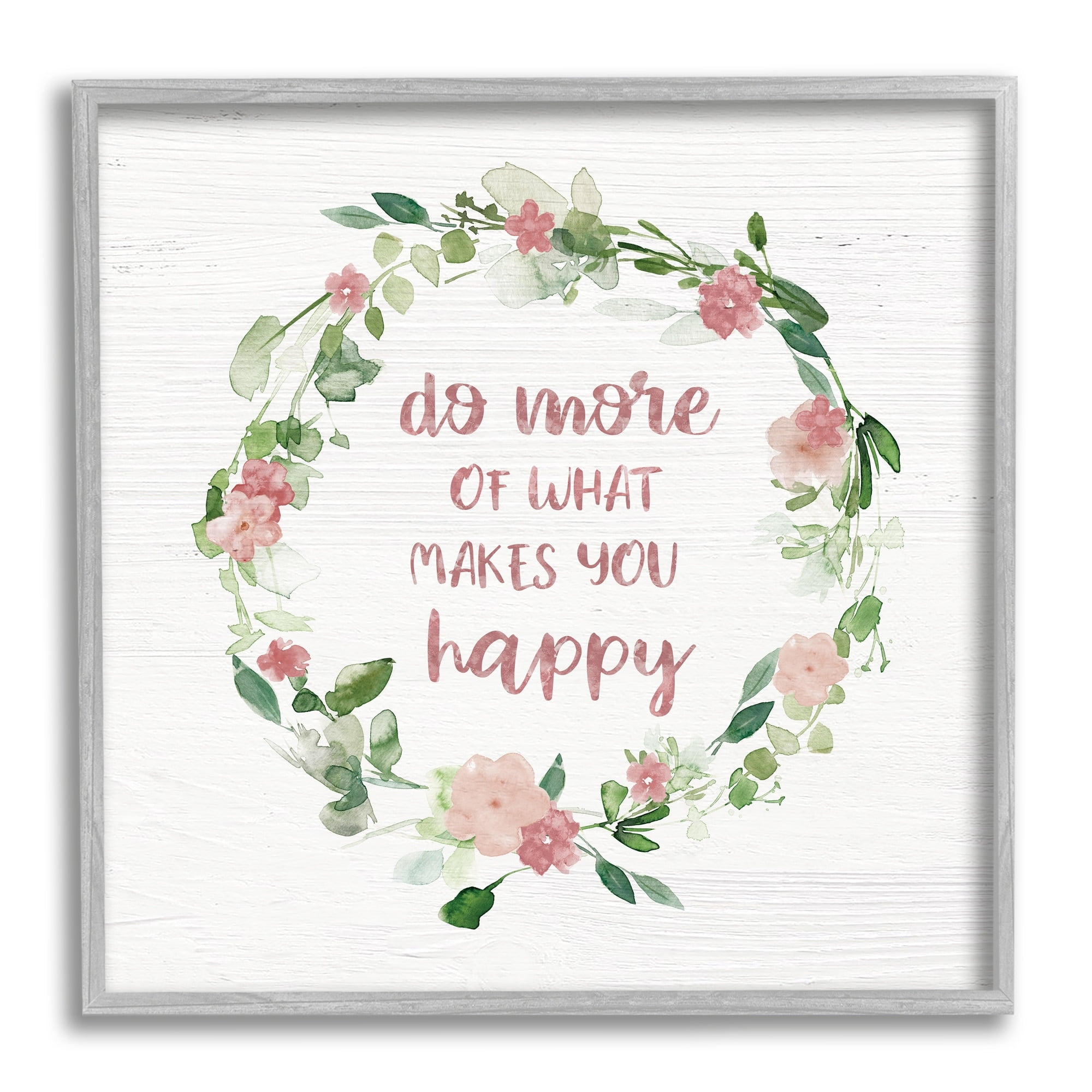 Stupell Industries What Makes You Happy Motivational Phrase Pink Flowers, 17 x 17, Design by Carol Robinson