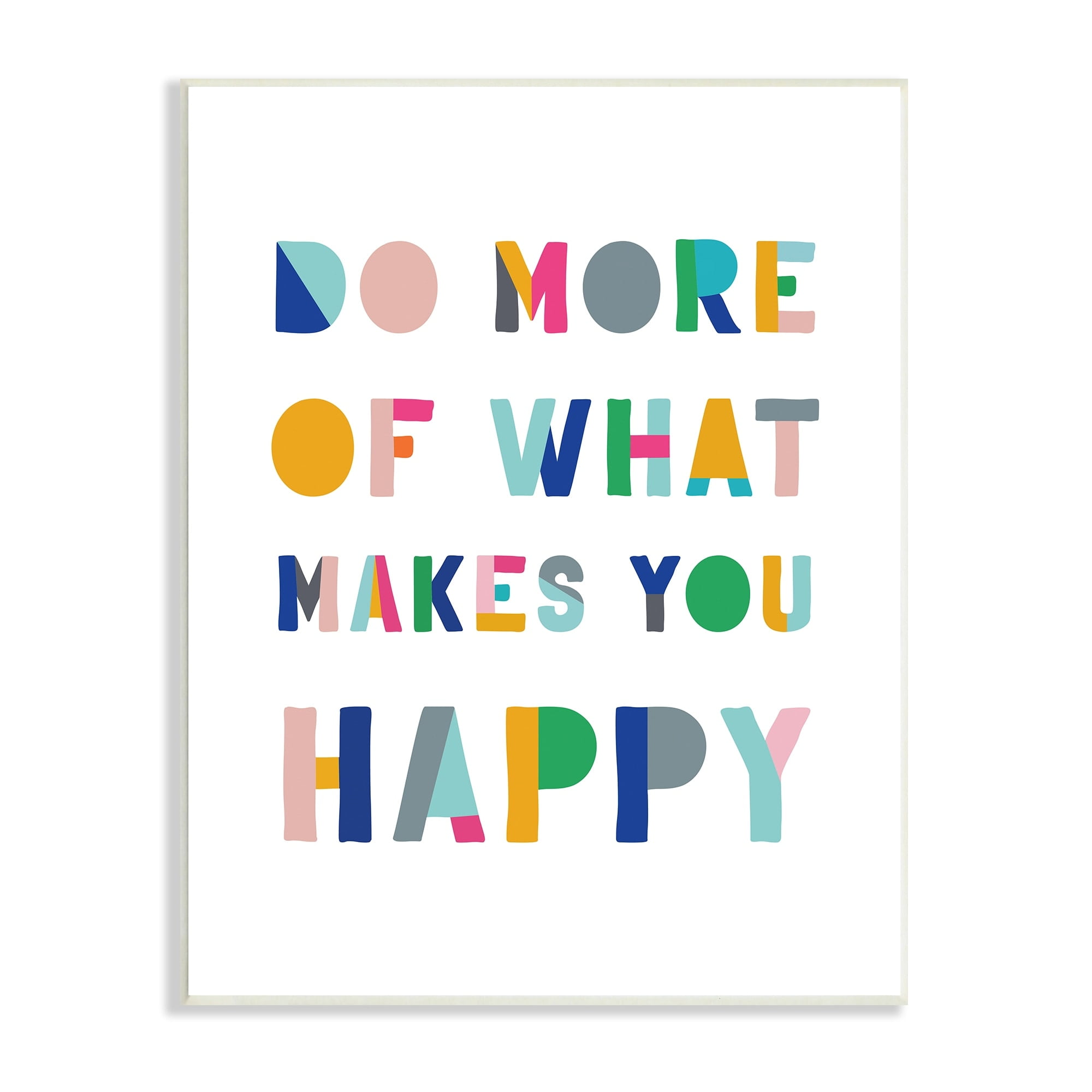 Stupell Industries What Makes You Happy Phrase Kids' Block Typography, 10 x 15, Design by CAD Designs