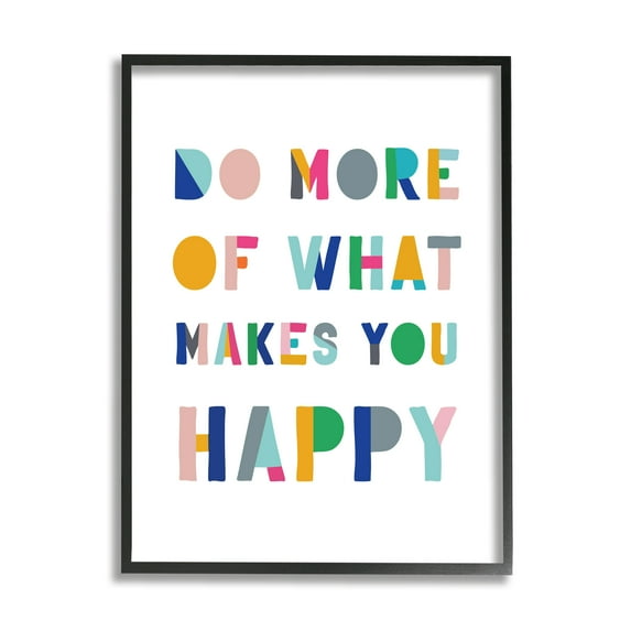 Stupell Industries What Makes You Happy Phrase Kids' Block Typography, 11 x 14, Design by CAD Designs